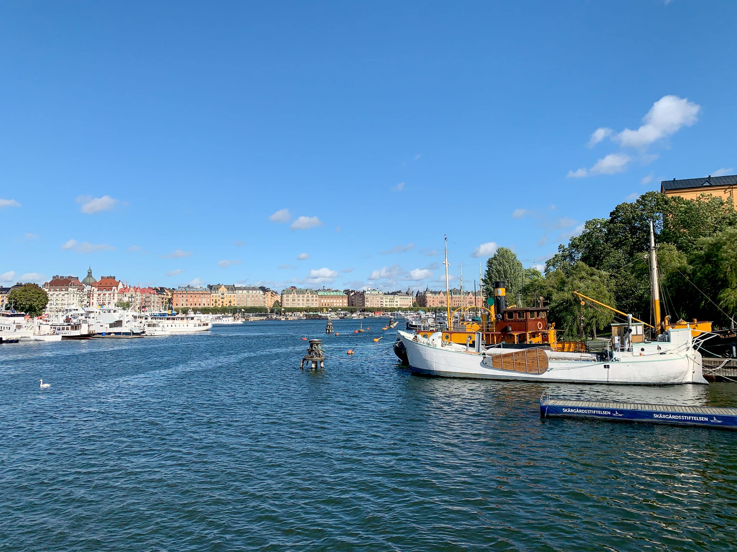 View of Strandvagen from Skeppsholmsbron bridge