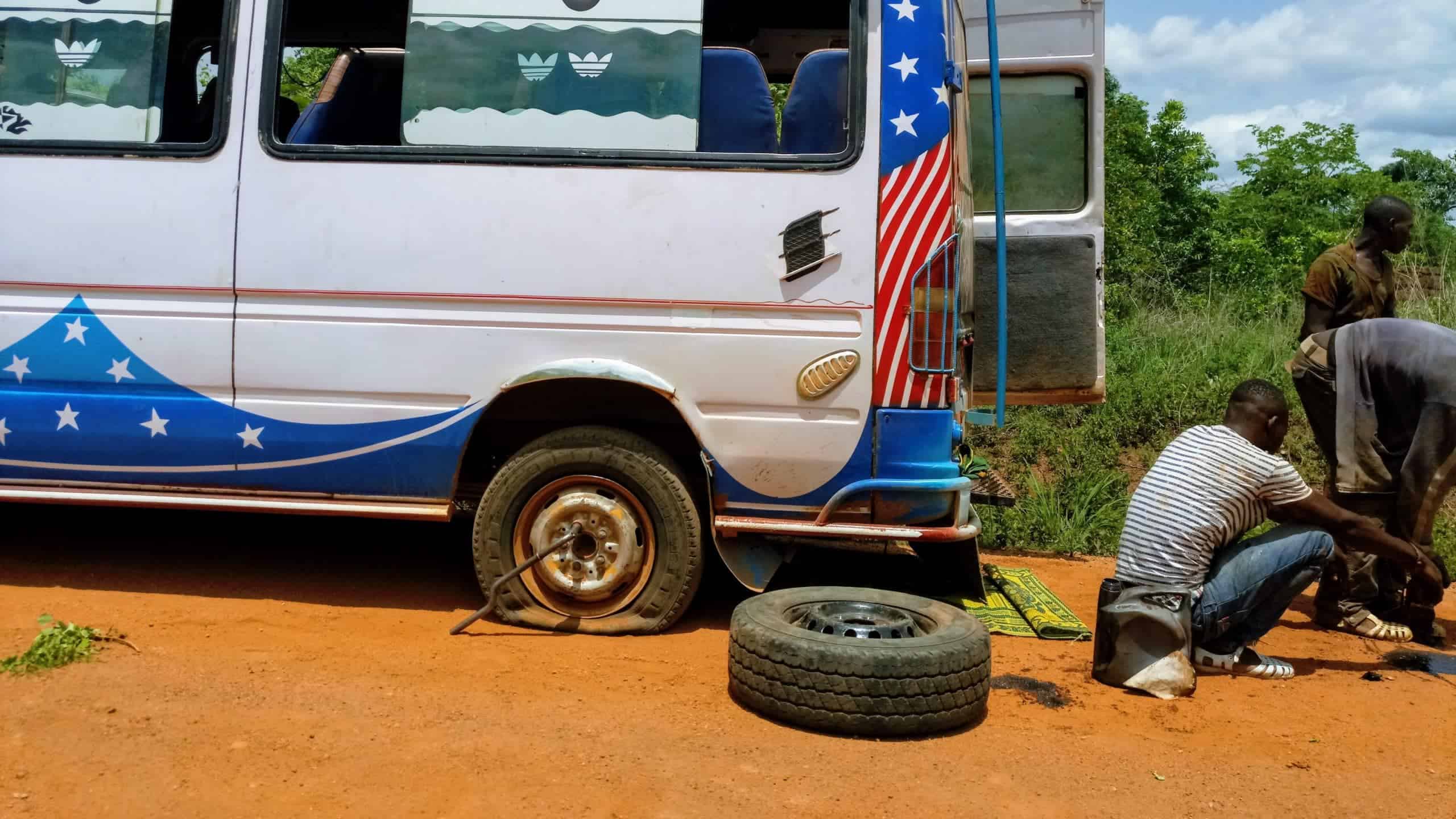 Flat tire in Ivory Coast