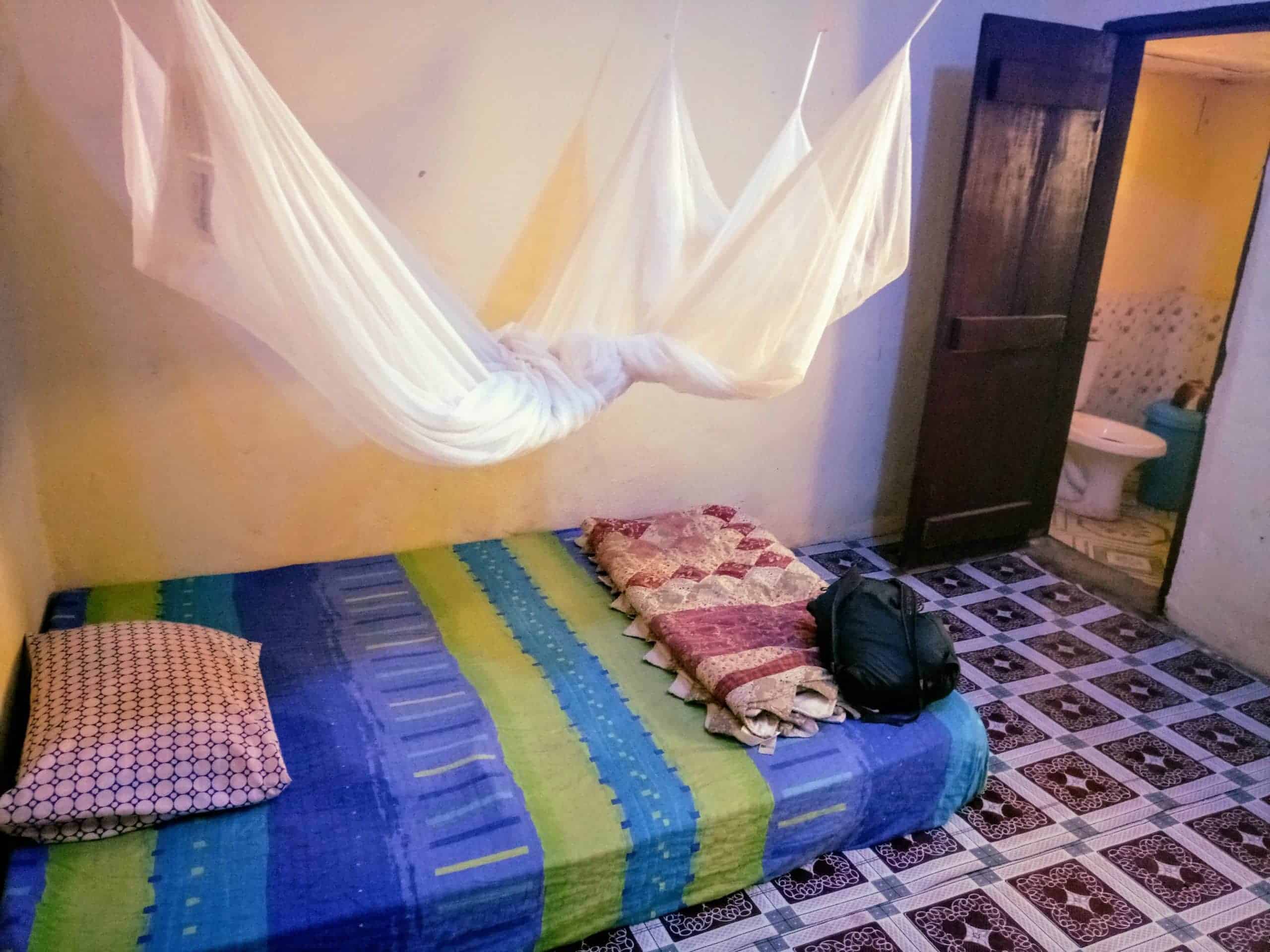 Basic guesthouse room in Sierra Leone