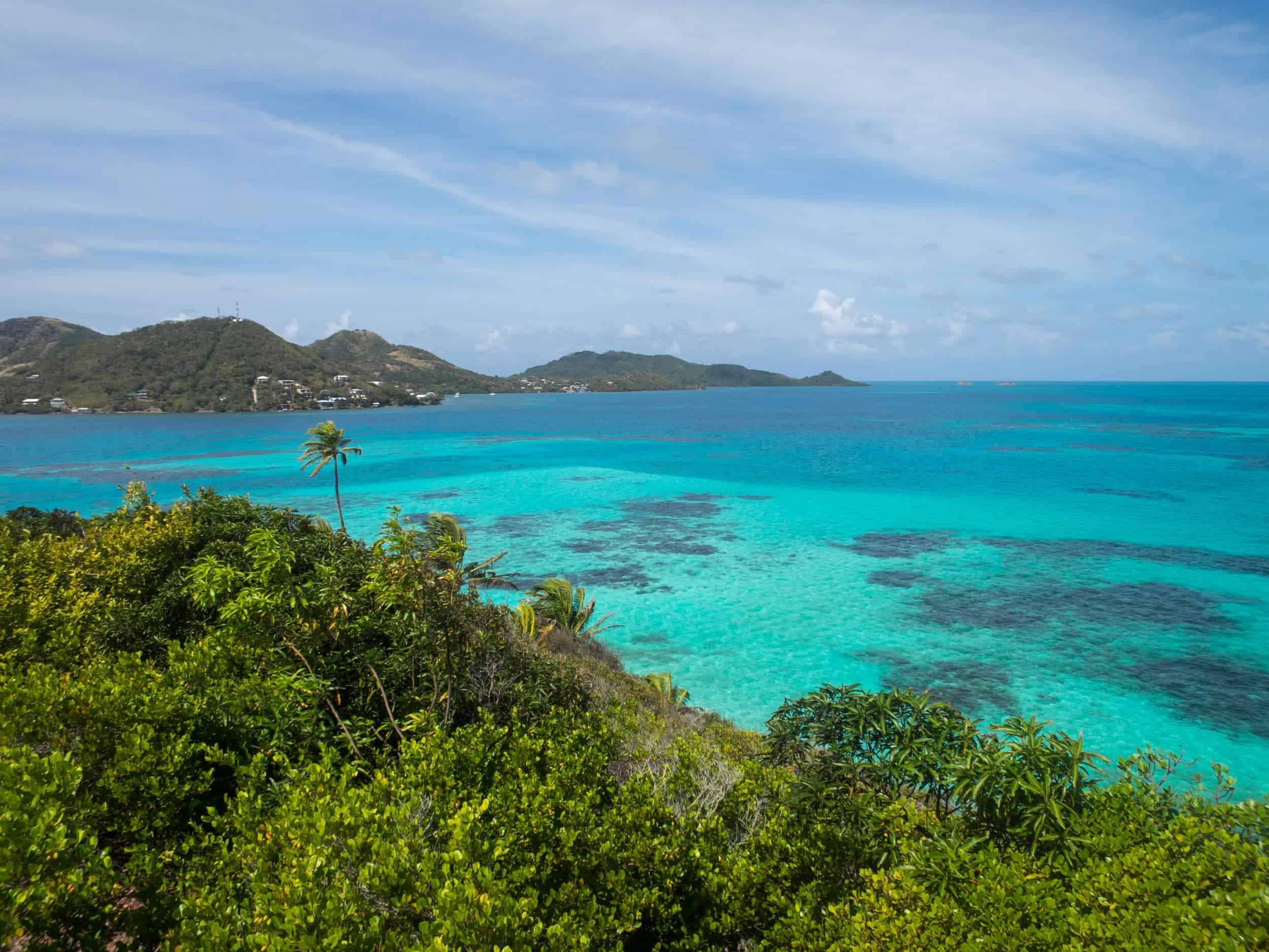 Turquoise waters surround Crab Caye, a small island near Providencia