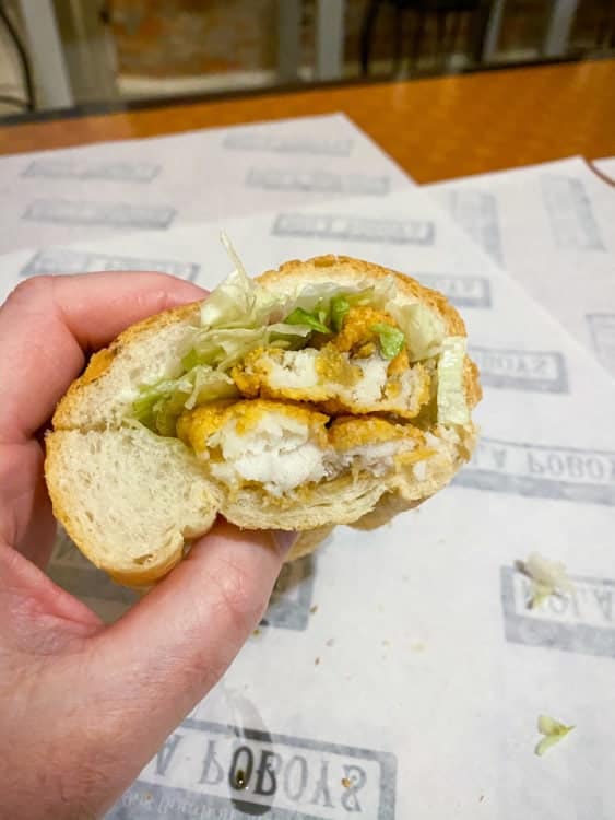 Fried catfish po'boy sandwich