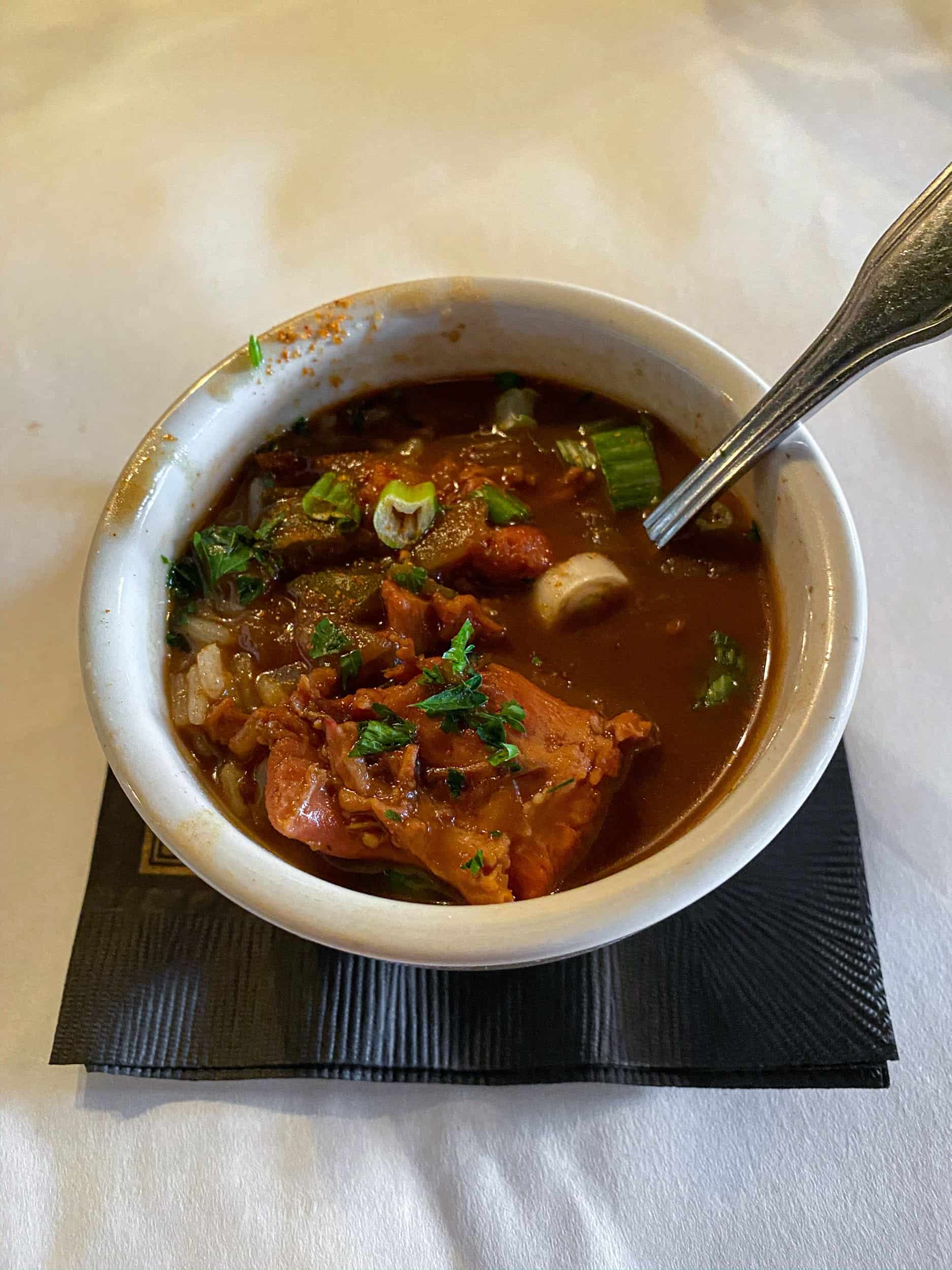 The New Orleans food tour finished with a cup of gumbo