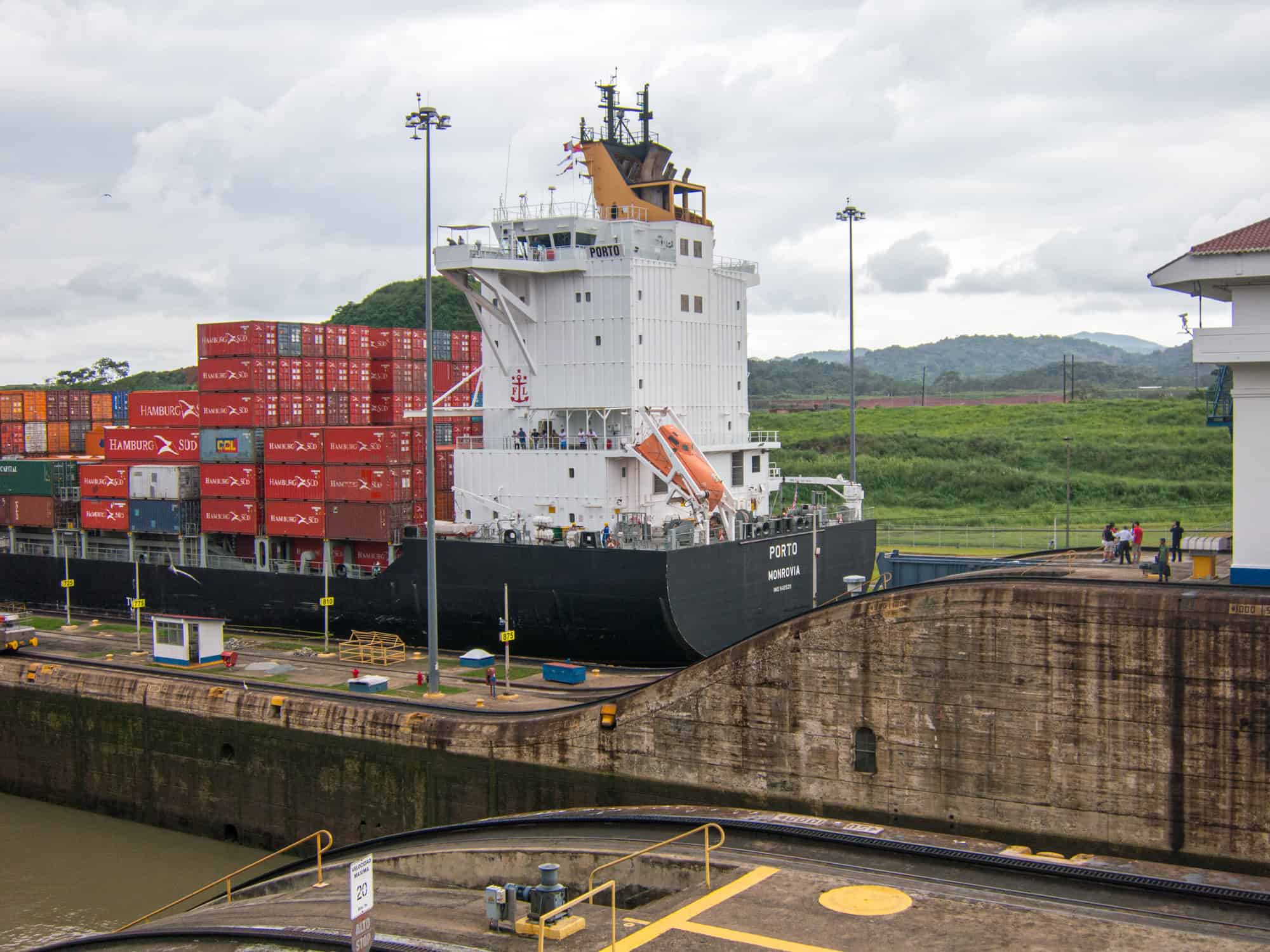 Shipping container in Panama Canal