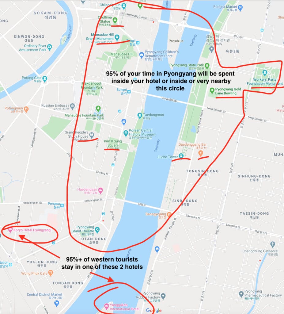 Map of touristy part of Pyongyang
