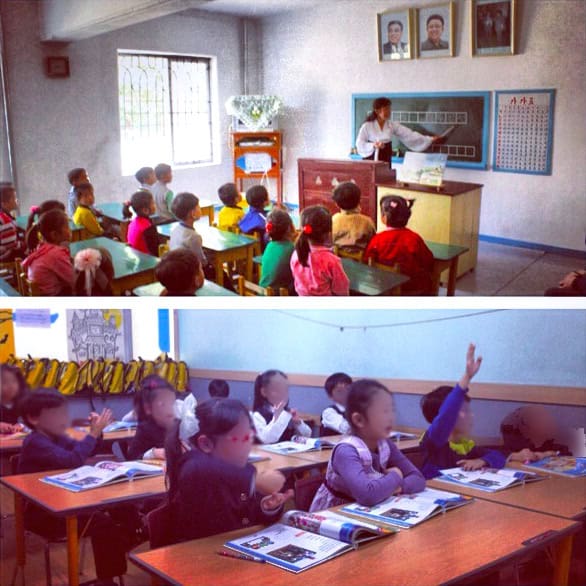 North Korean Kindergarten class in Napho (top photo), and South Korean class (bottom photo)