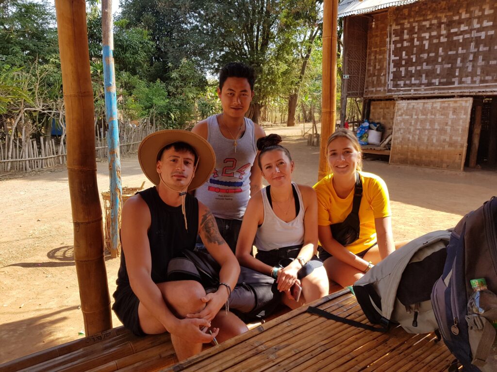 Author (left) and other trekkers in Myanmar