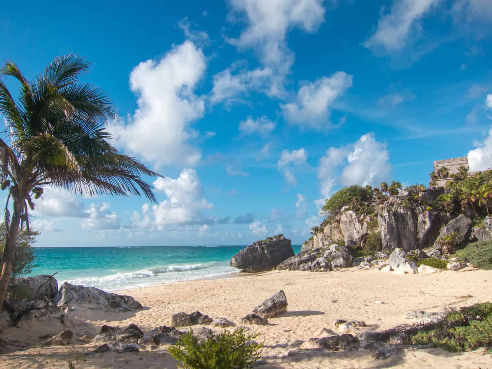 Playita Tortuga at Tulum ruins is one of the best beaches in Maya Riviera