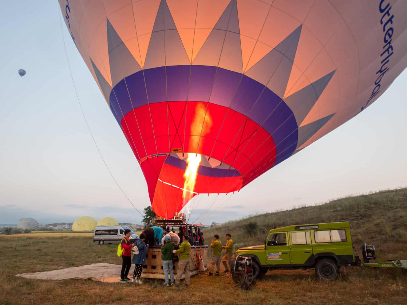 Boarding hot air balloon