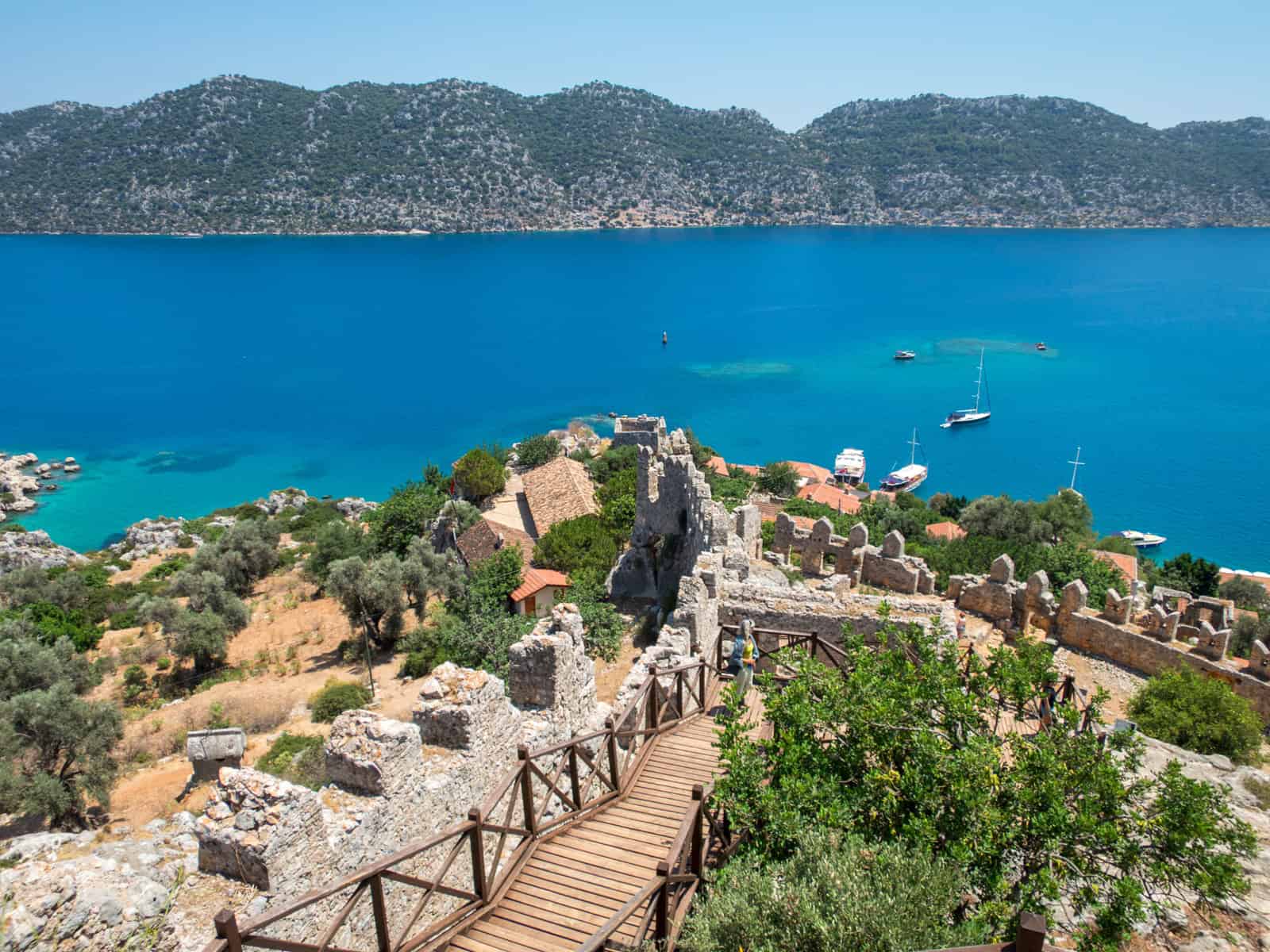 Mediterranean Sea views from Simena Castle on the Turkish Riviera