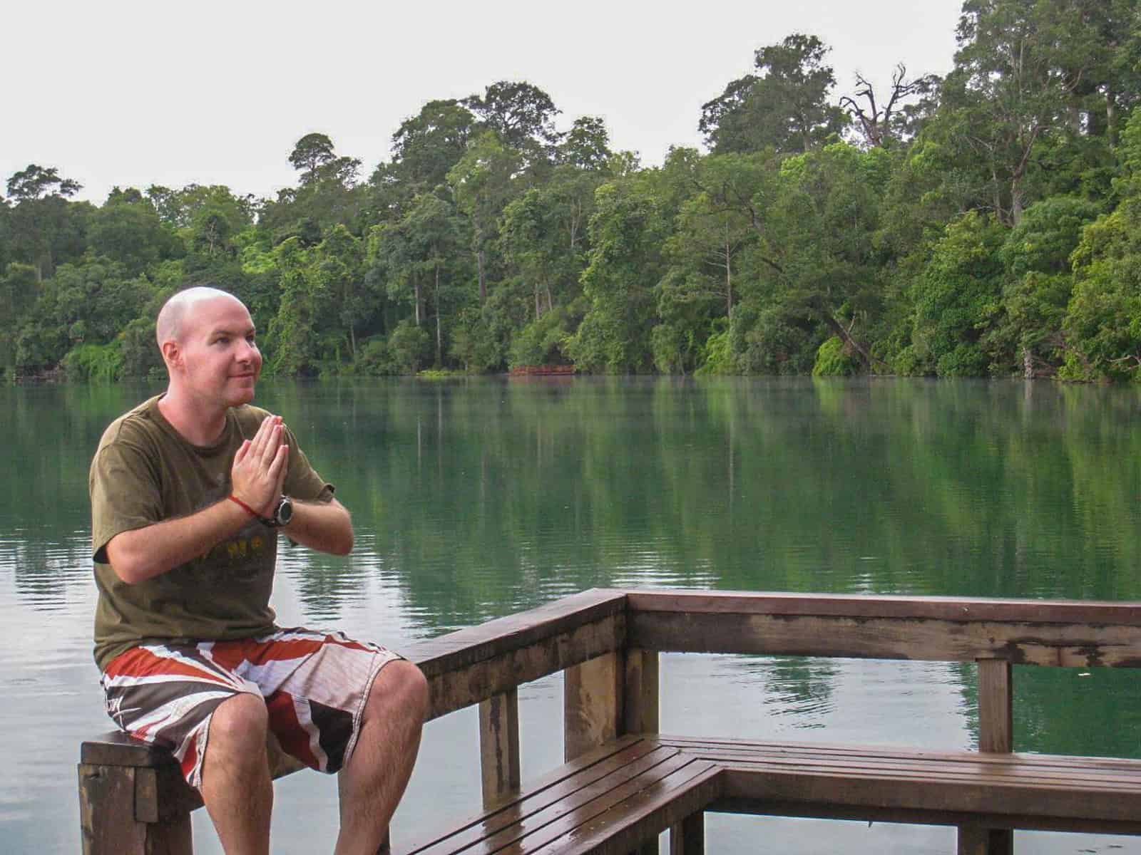 Enjoying the silence at a volcano crater lake