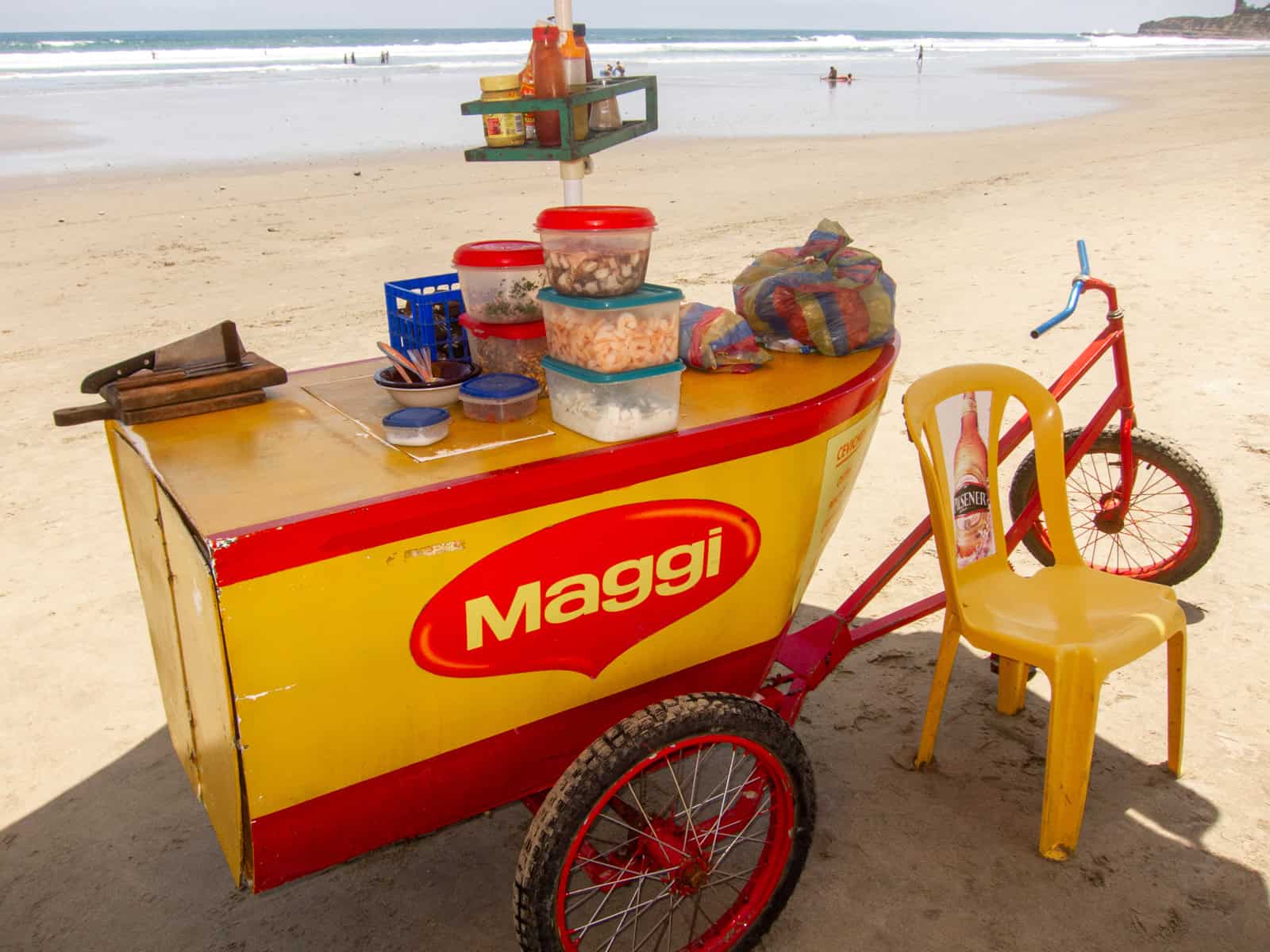 Ceviche vendors can be found throughout the town and on the beach