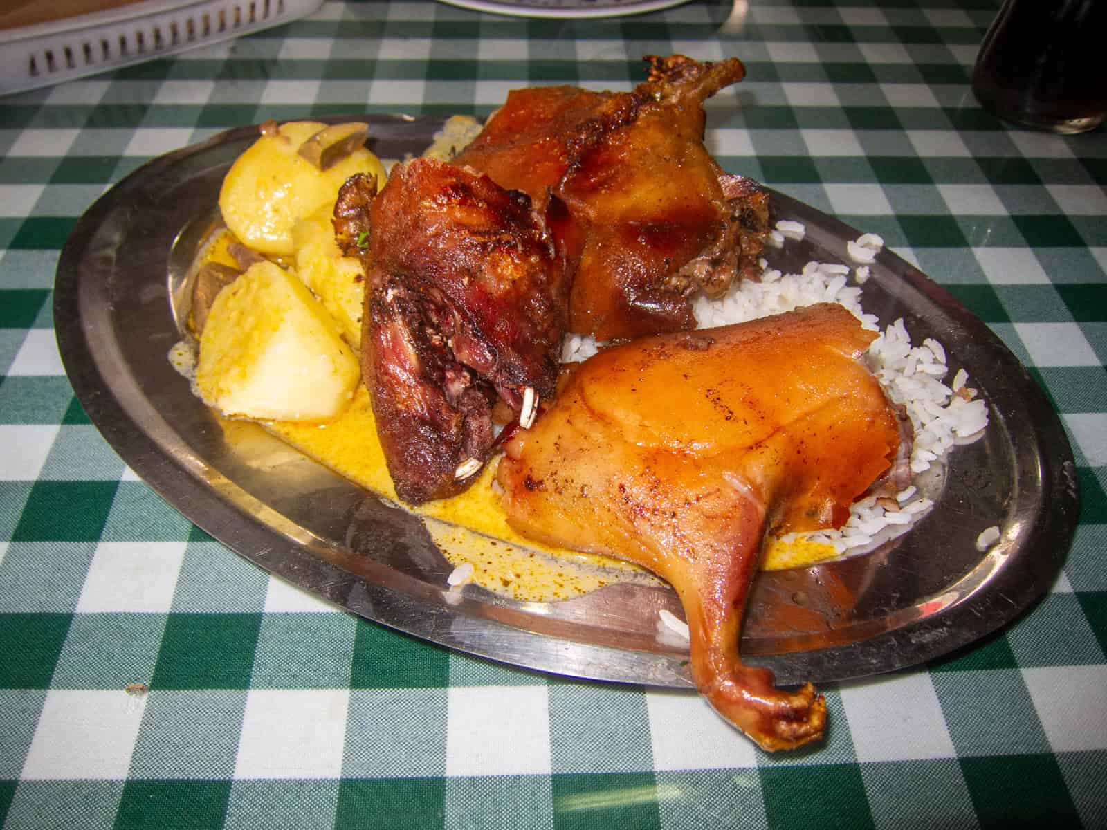 Cuy (guinea pig) is a traditional Ecuadorian food.