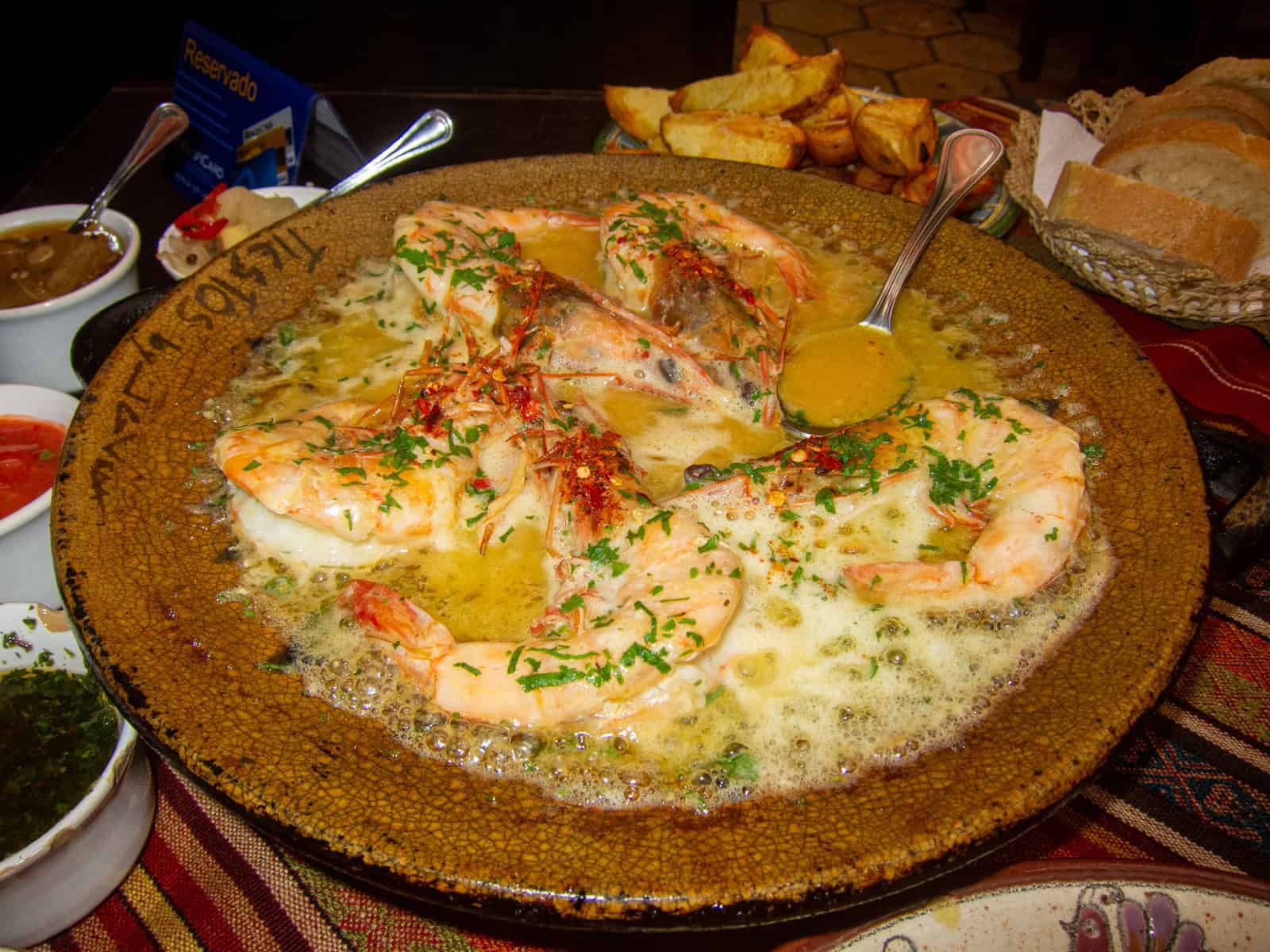 Langostinos in garlic butter sauce at Tiesto's