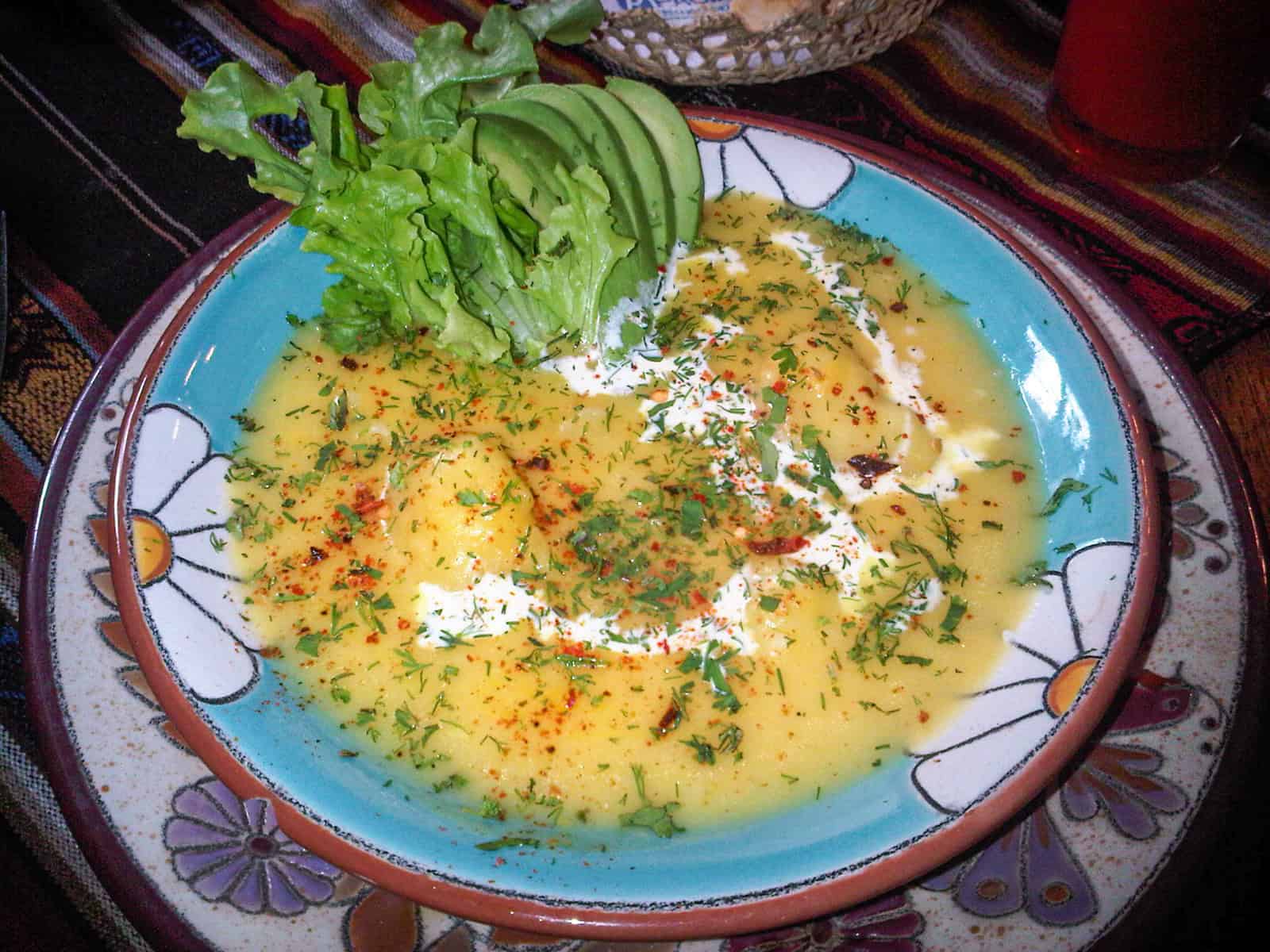 Locro Soup, a traditional Ecuadorian food, at Tiesto's in Cuenca.