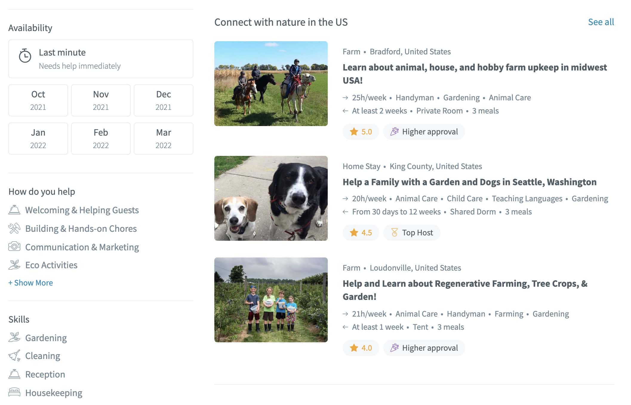 Worldpackers search results