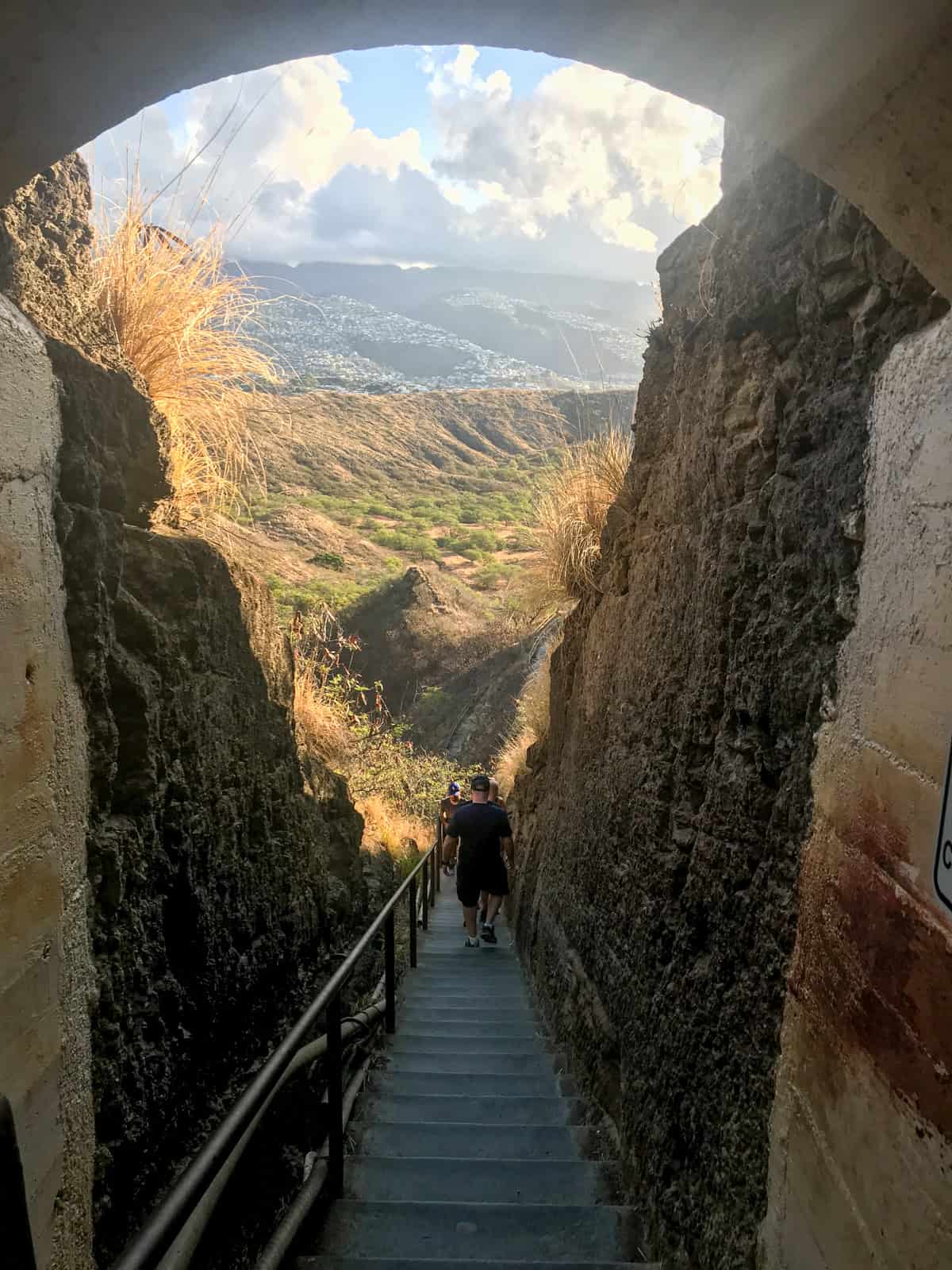 Dave descends stairs into the crater (photo: Kelly Lemons)