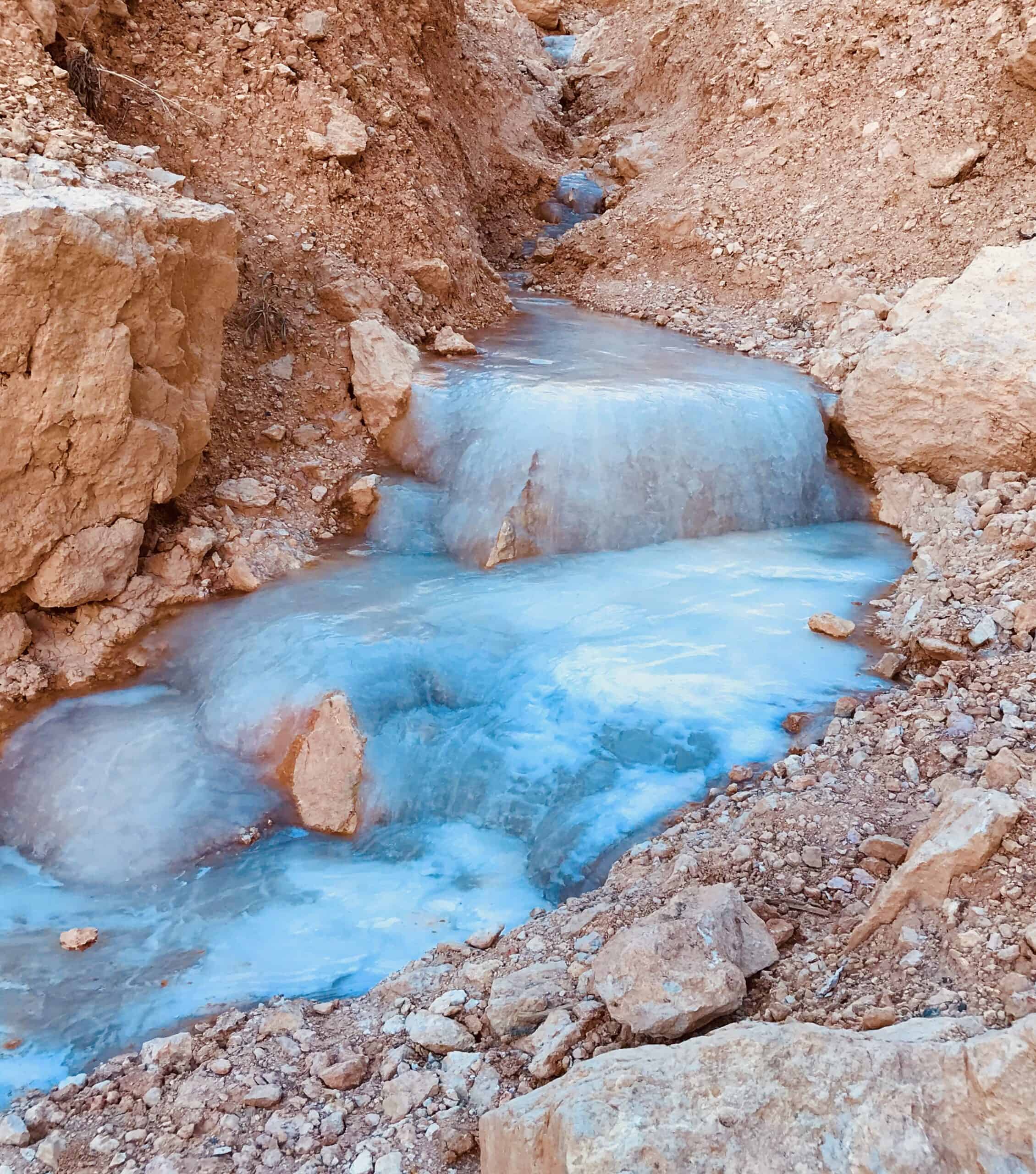 Frozen streams in winter