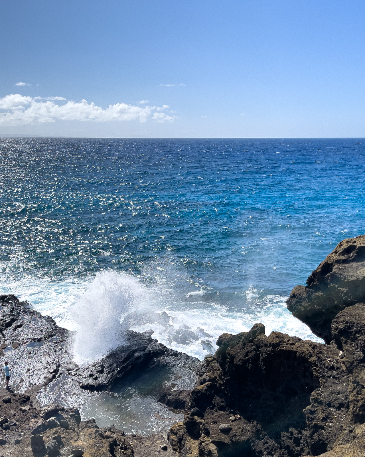 The Halona Blowhole is a popular stop for tourists on scenic drives around Oahu.