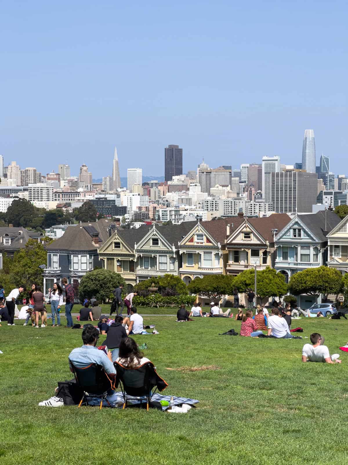 The Painted Ladies as seen from Alamo Square Park in San Francisco