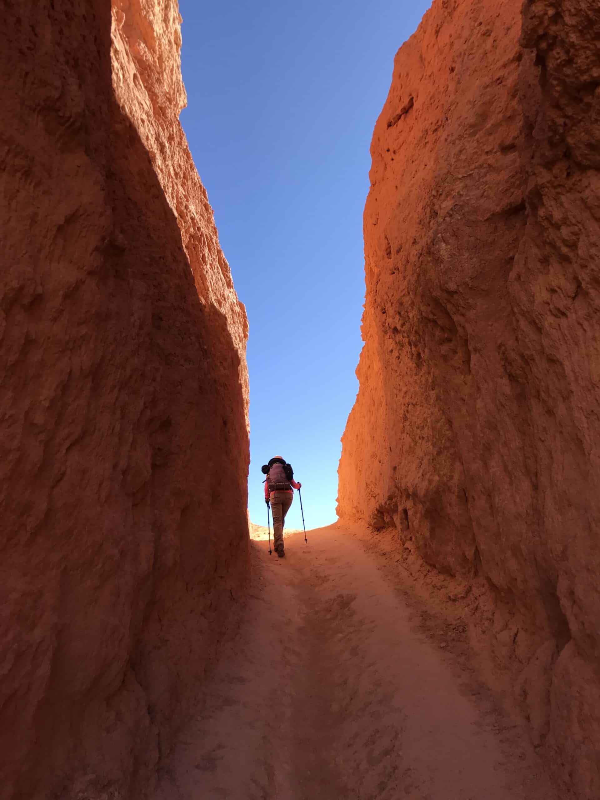 Hiking through slot canyons