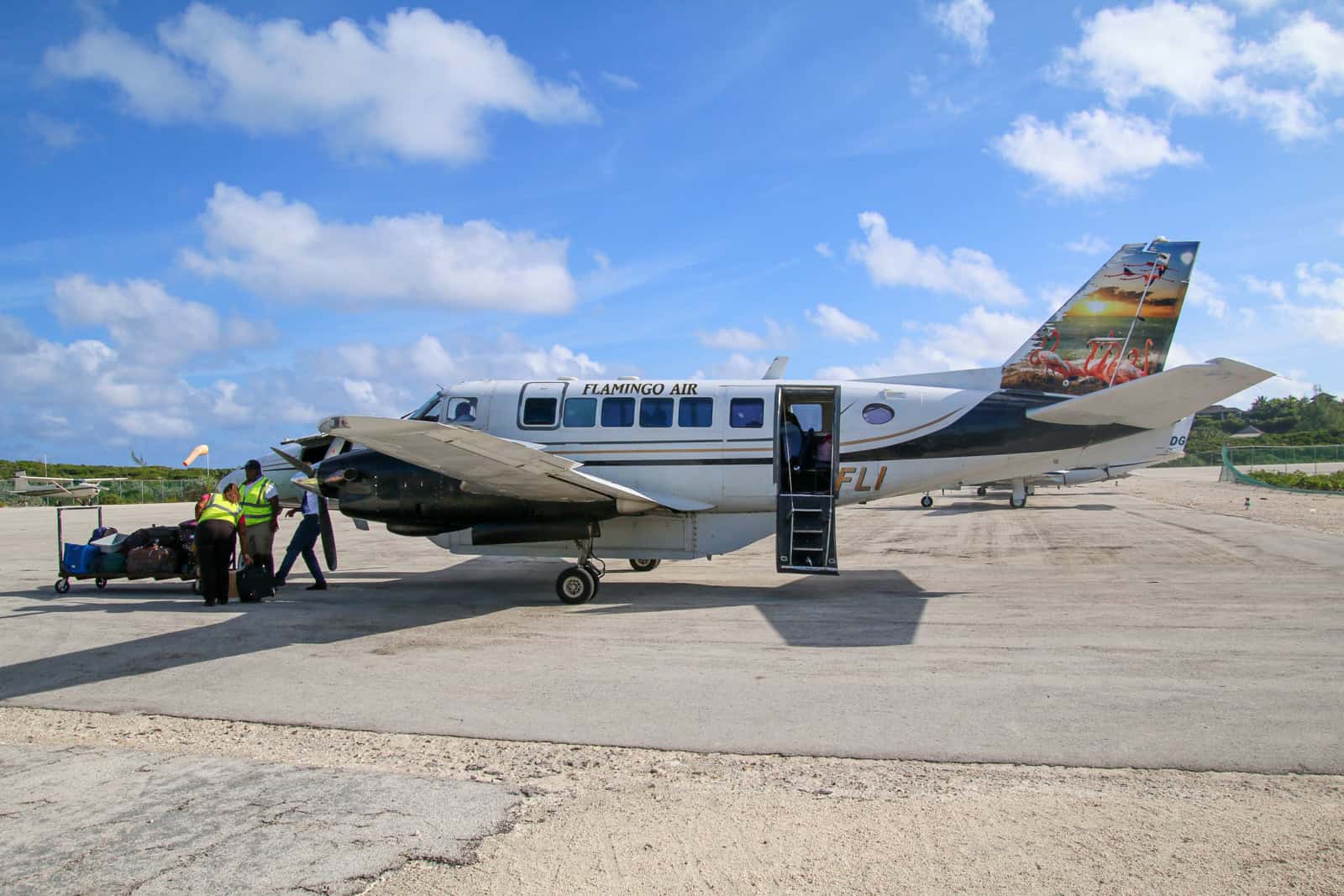 Flamingo Air plane at Staniel Cay airport (photo: Kelly Lemons)