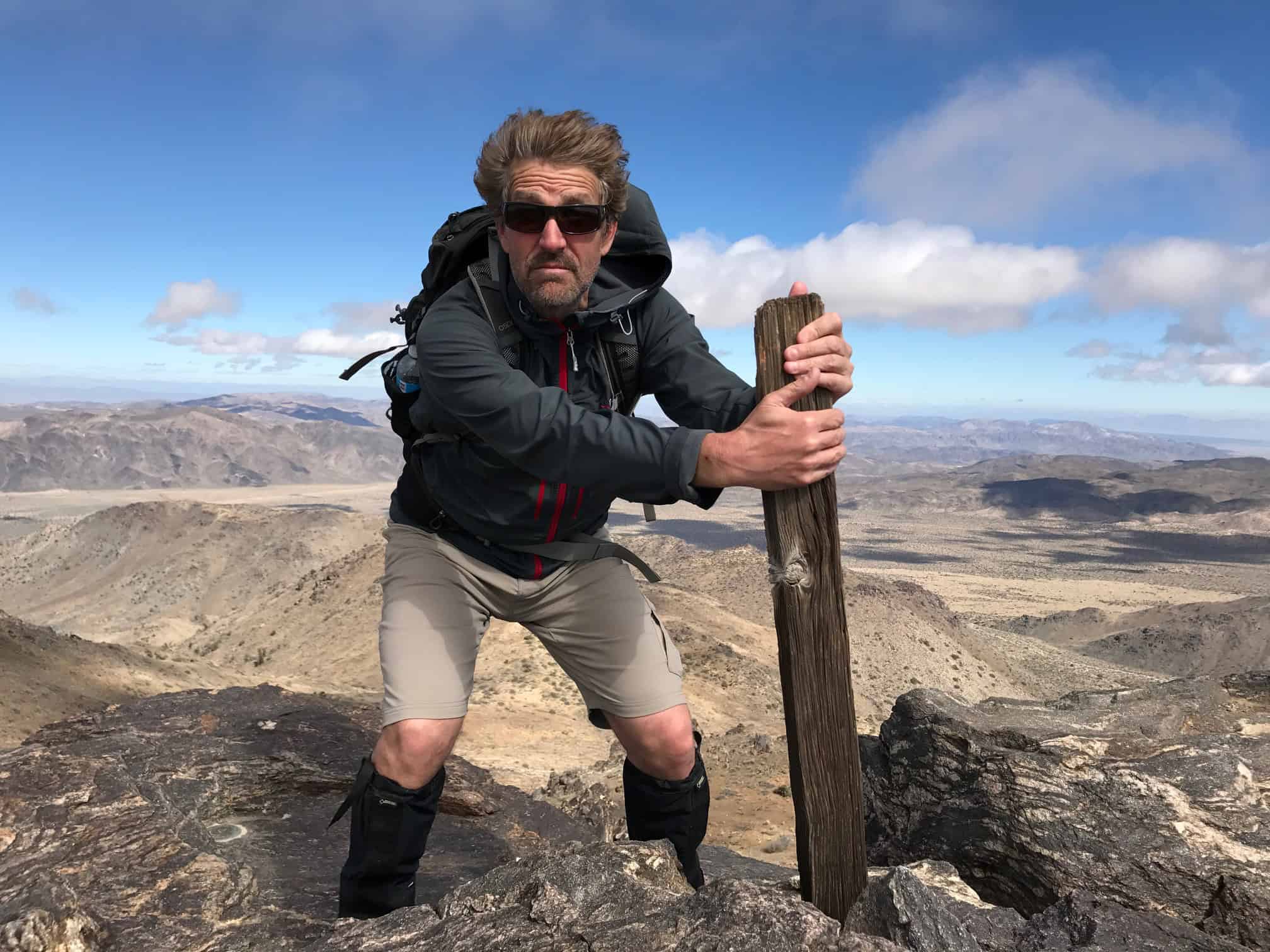 Keith on a mountain peak in Joshua Tree National Park, California