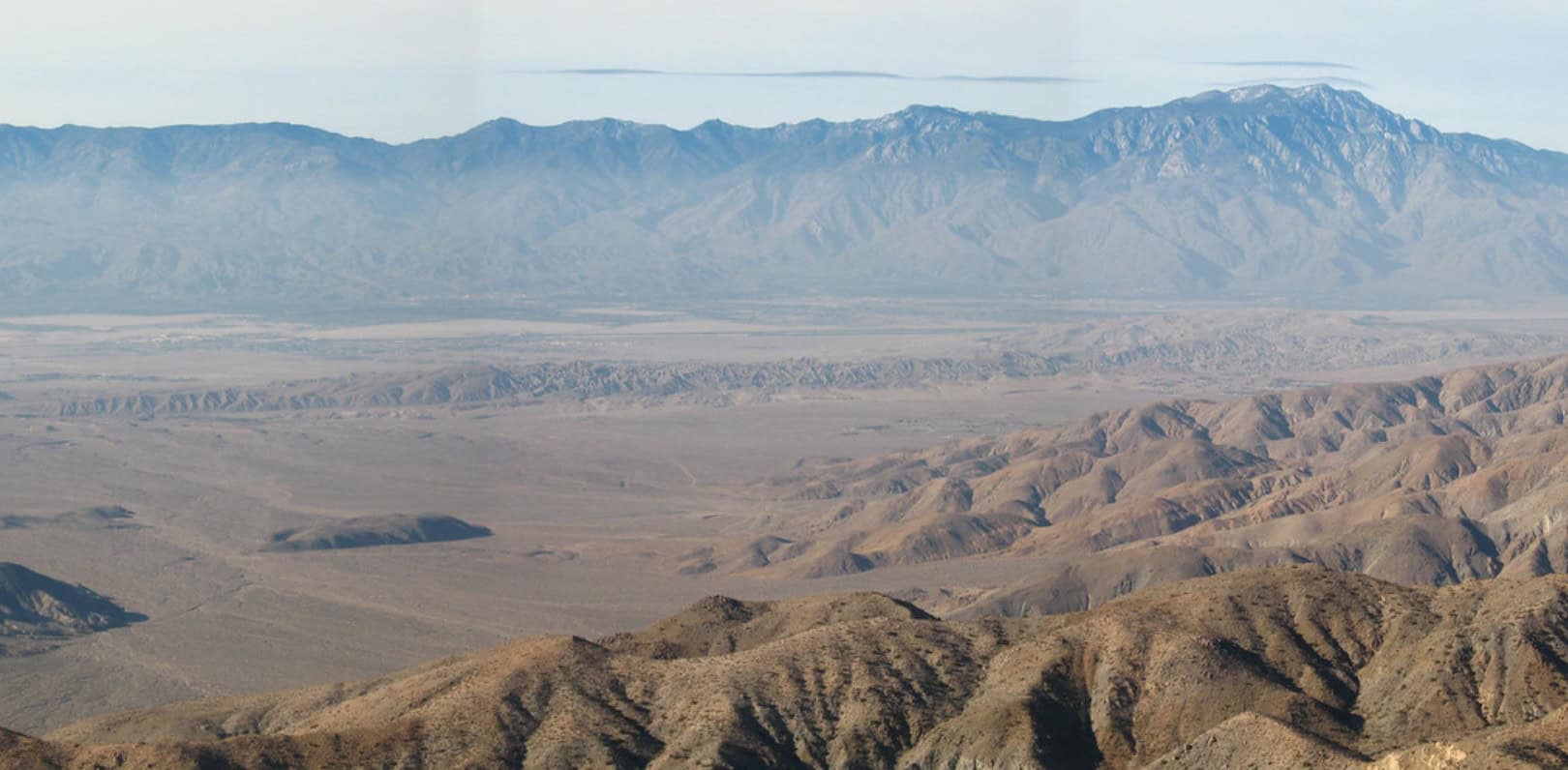 The world-famous San Andreas Fault is visible from Mount Inspiration