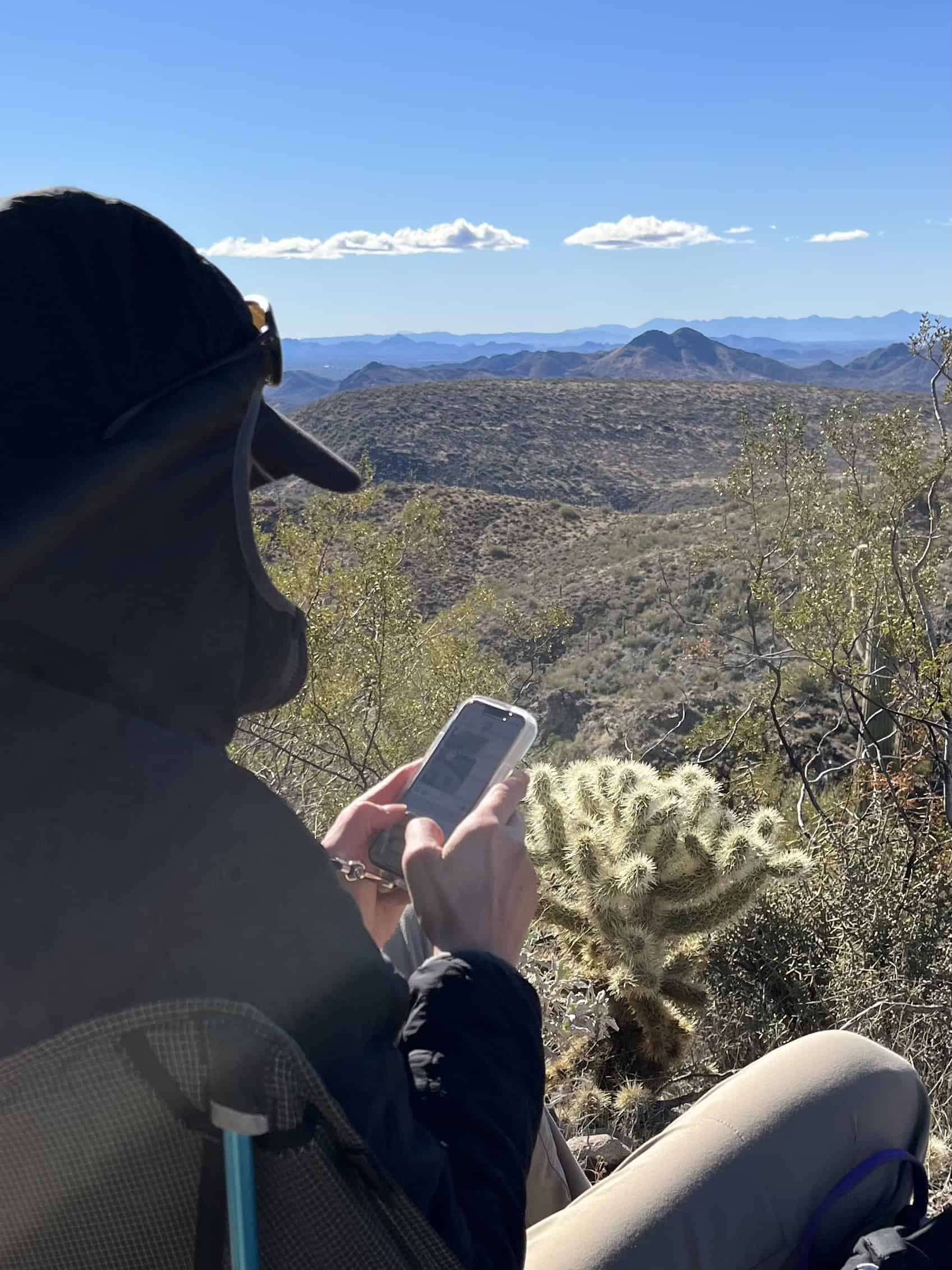 Food and phone break with a view