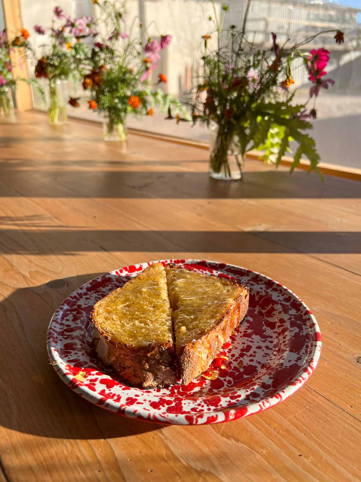 Homemade sourdough with honey and butter at Do Your Thing Coffee