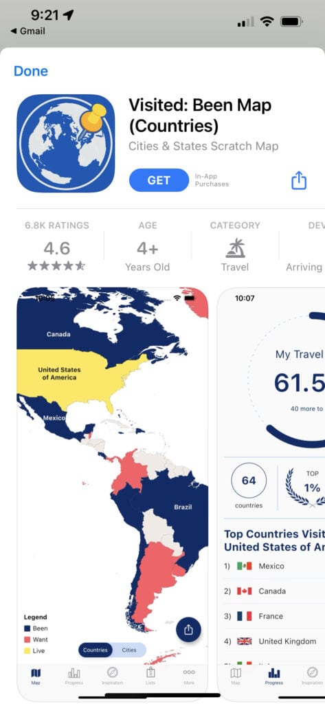 Visited travel app in Apple's App Store