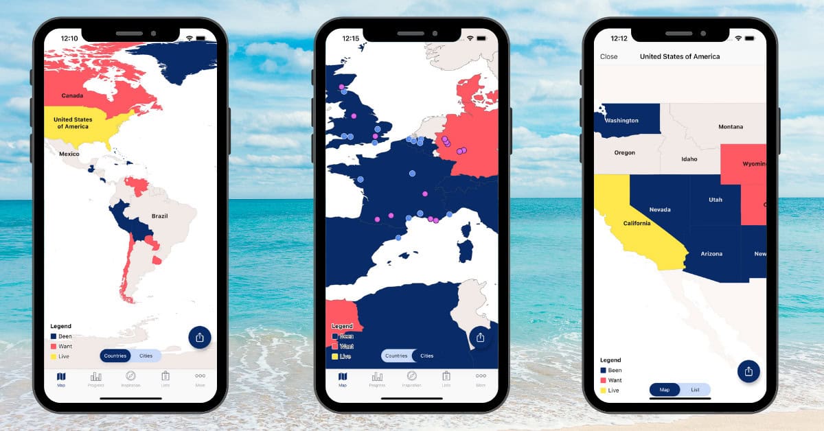 Maps in Visited app