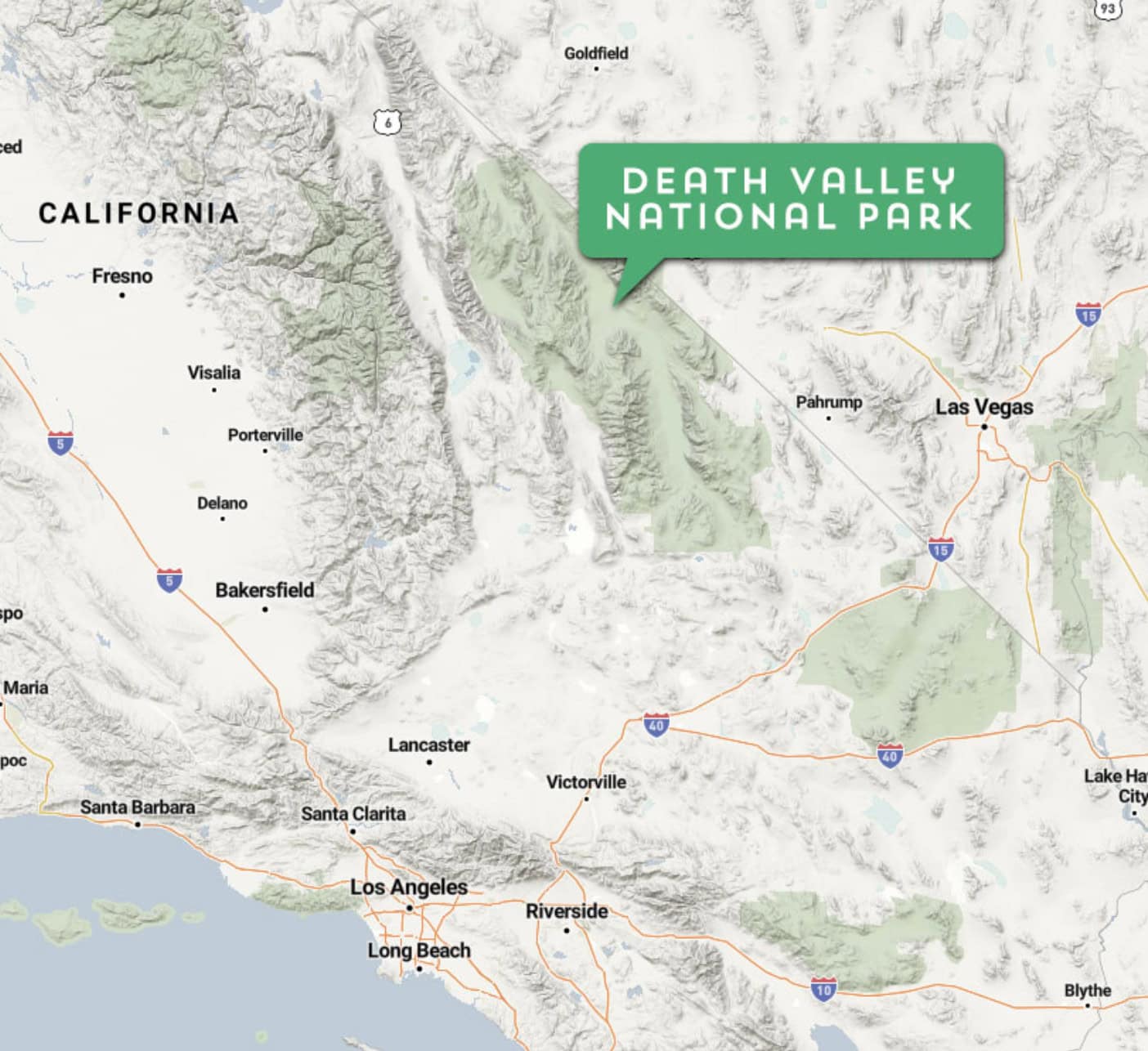 Map of Death Valley National Park