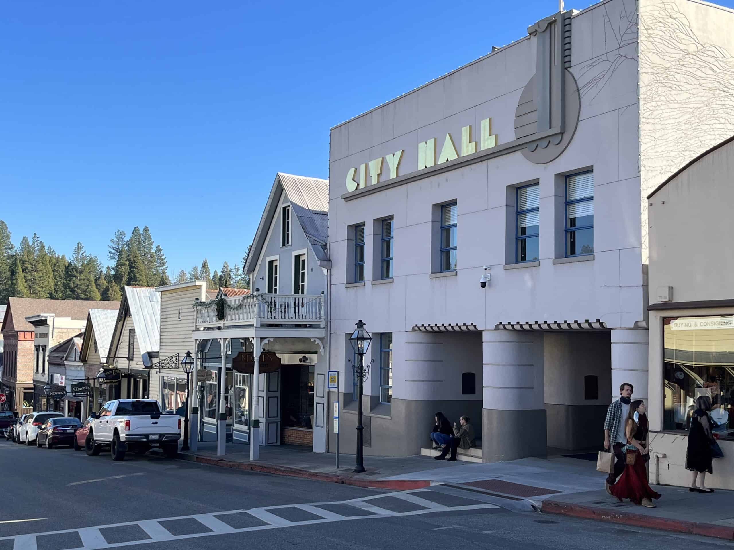 The art-deco City Hall is one of the newer buildings in Nevada City