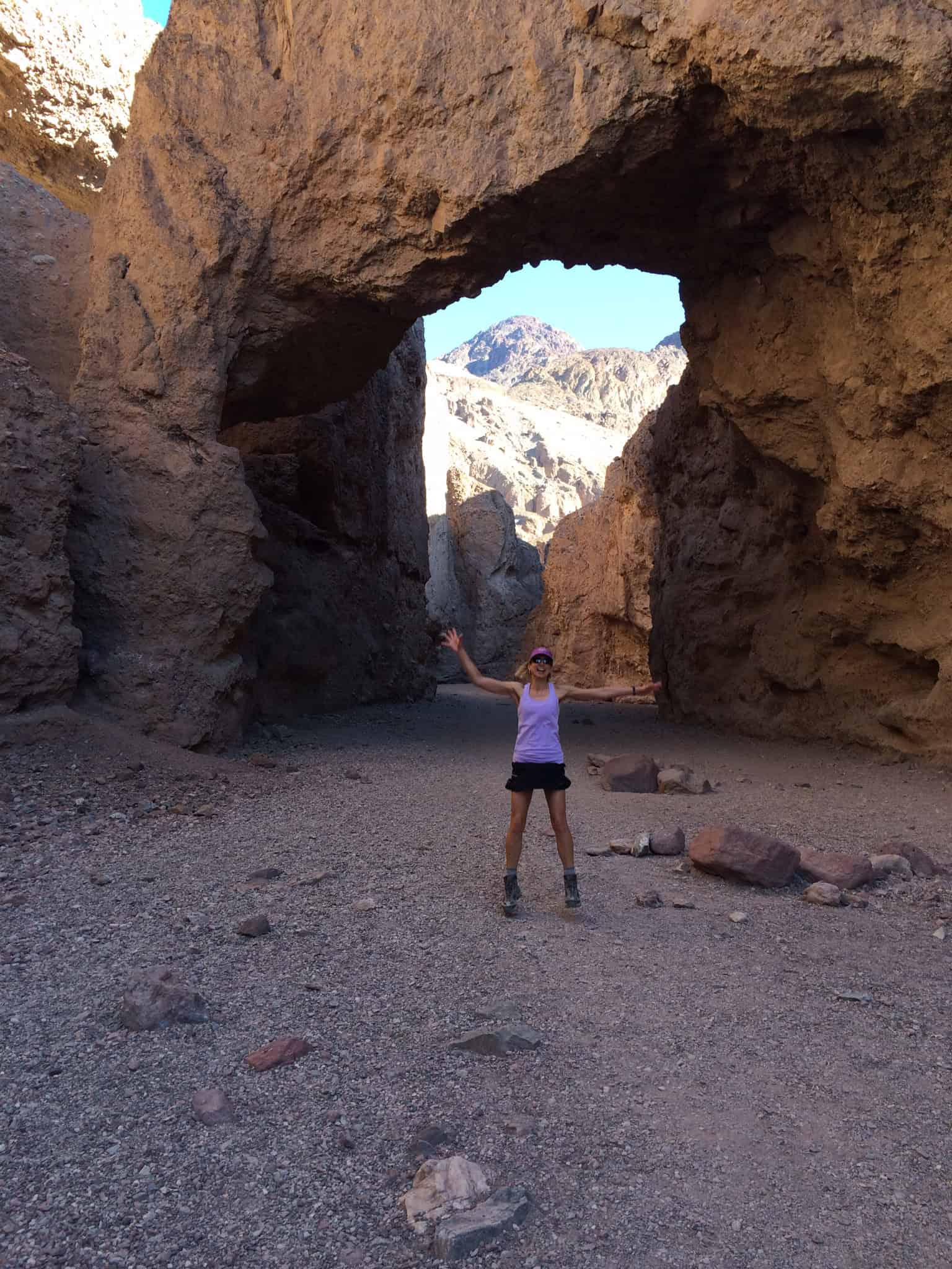 Getting ready to hike under Natural Bridge in Death Valley National Park