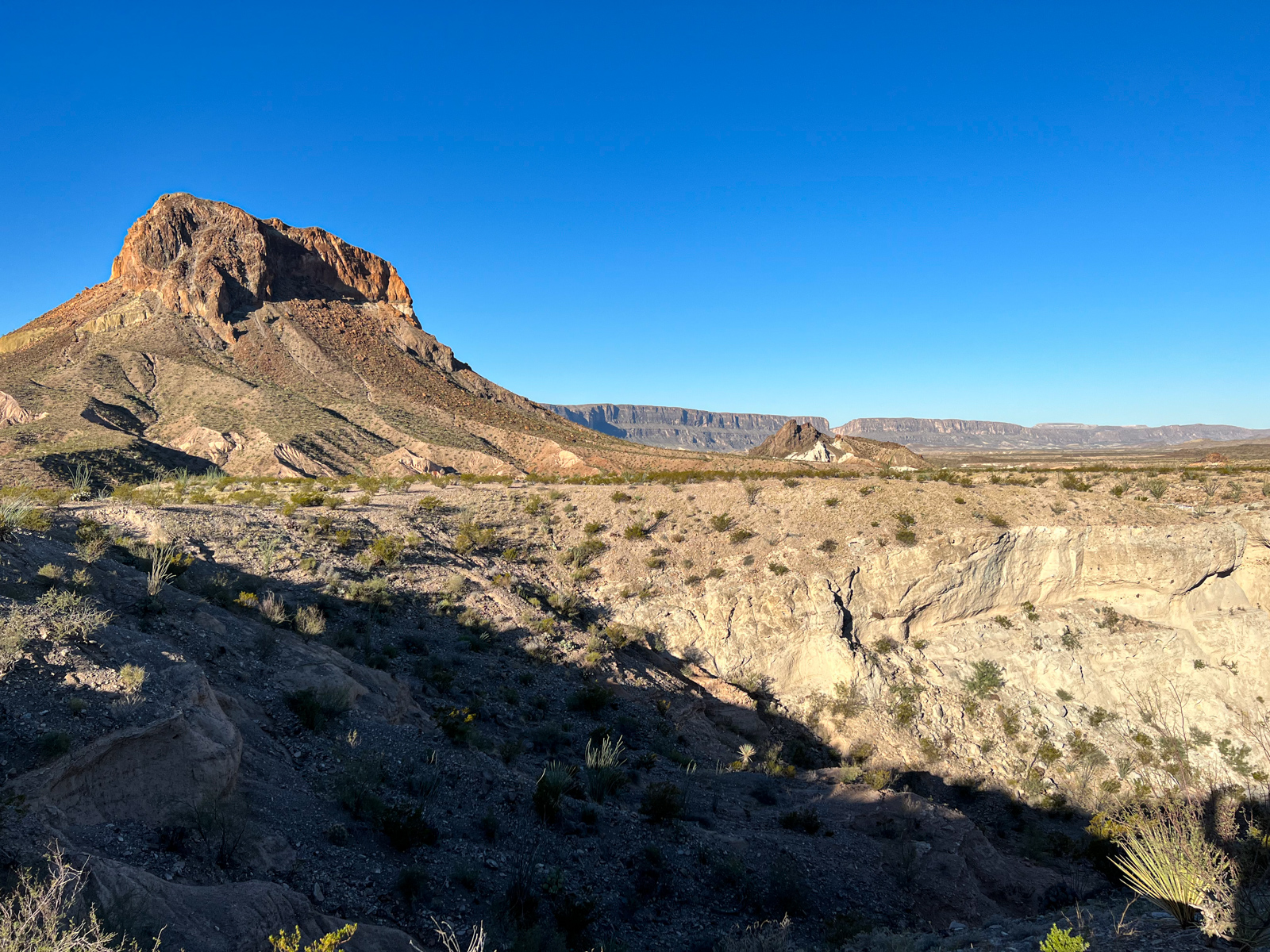View from Tuff Canyon Overlook on the Ross Maxwell Scenic Drive. The Santa Elena Canyon is visible in the distance (center right).