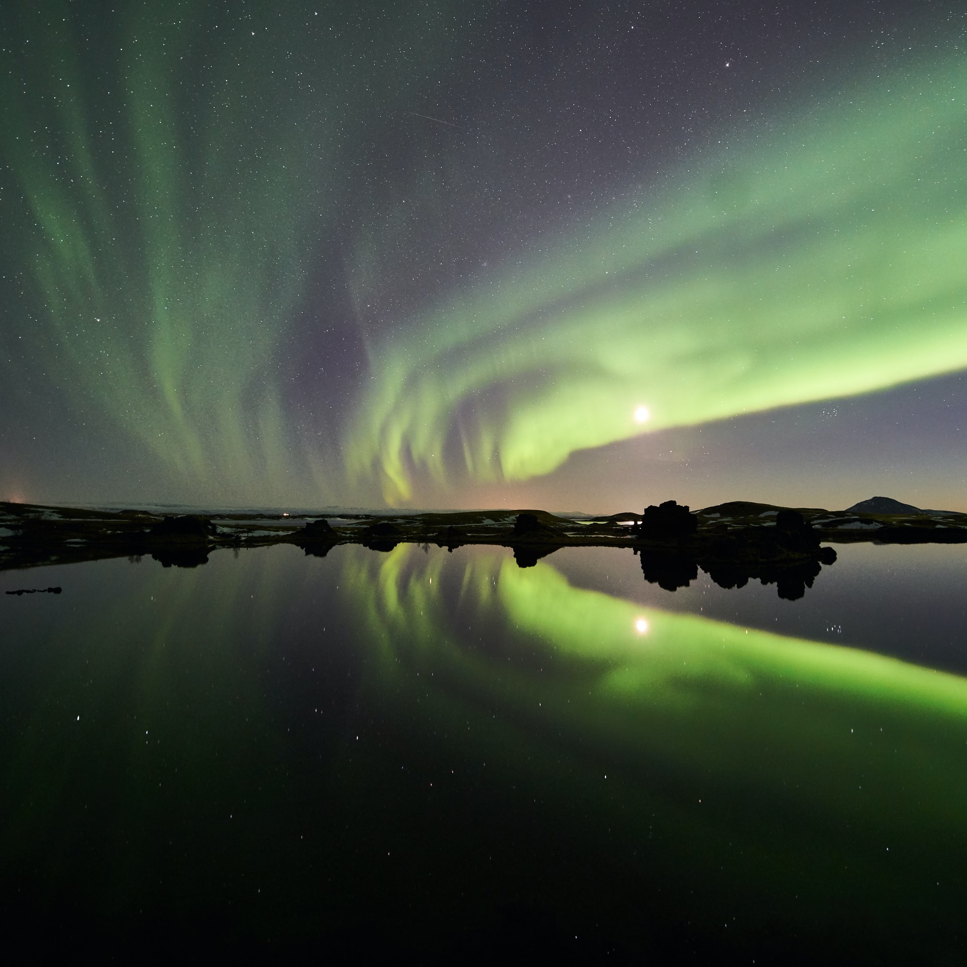 Aurora borealis over Lake Myvatn, a fun stop on the Ring Road in Iceland (photo: Martin Brechtl)