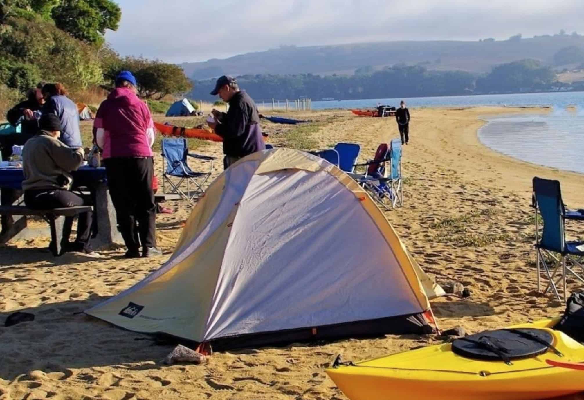 Paddle in camping on the beach at Point Reyes National Seashore (photo: BluewaterKayaking.com)
