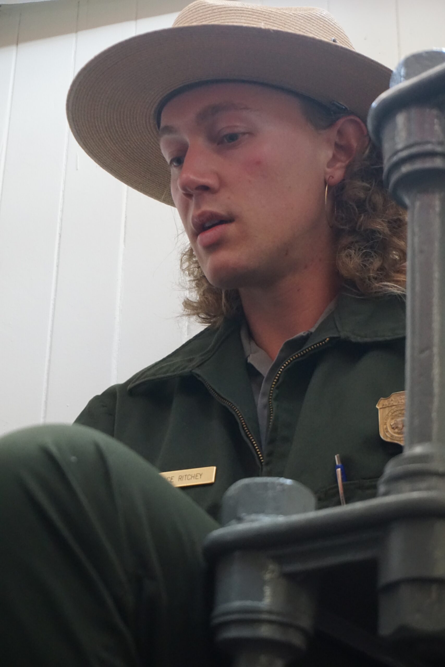 Ranger Ritchey inside the lighthouse