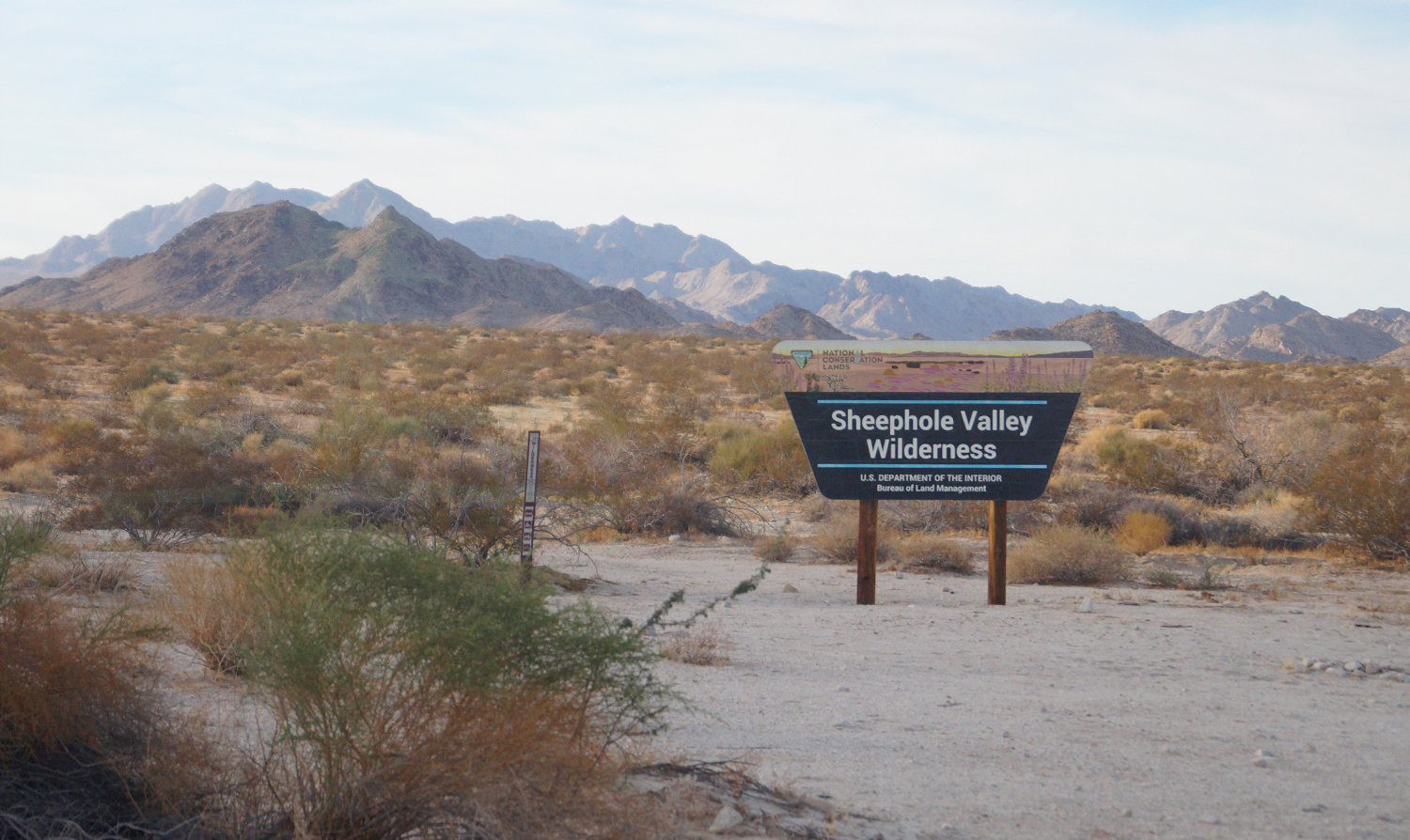Entrance sign to Sheephole Valley Wilderness 