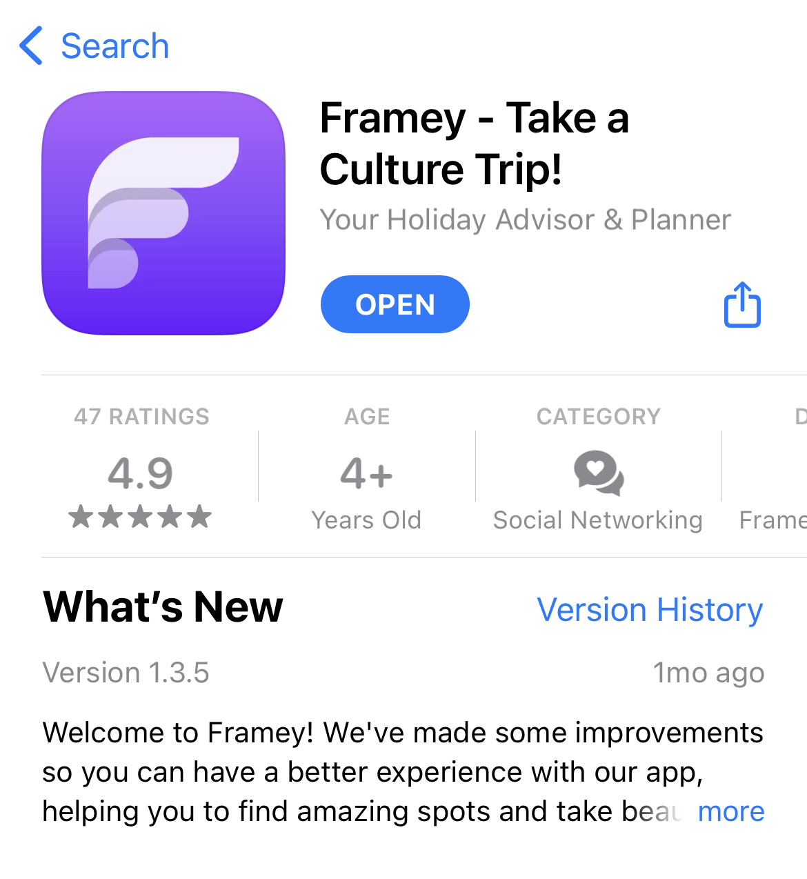 Framey App Store profile