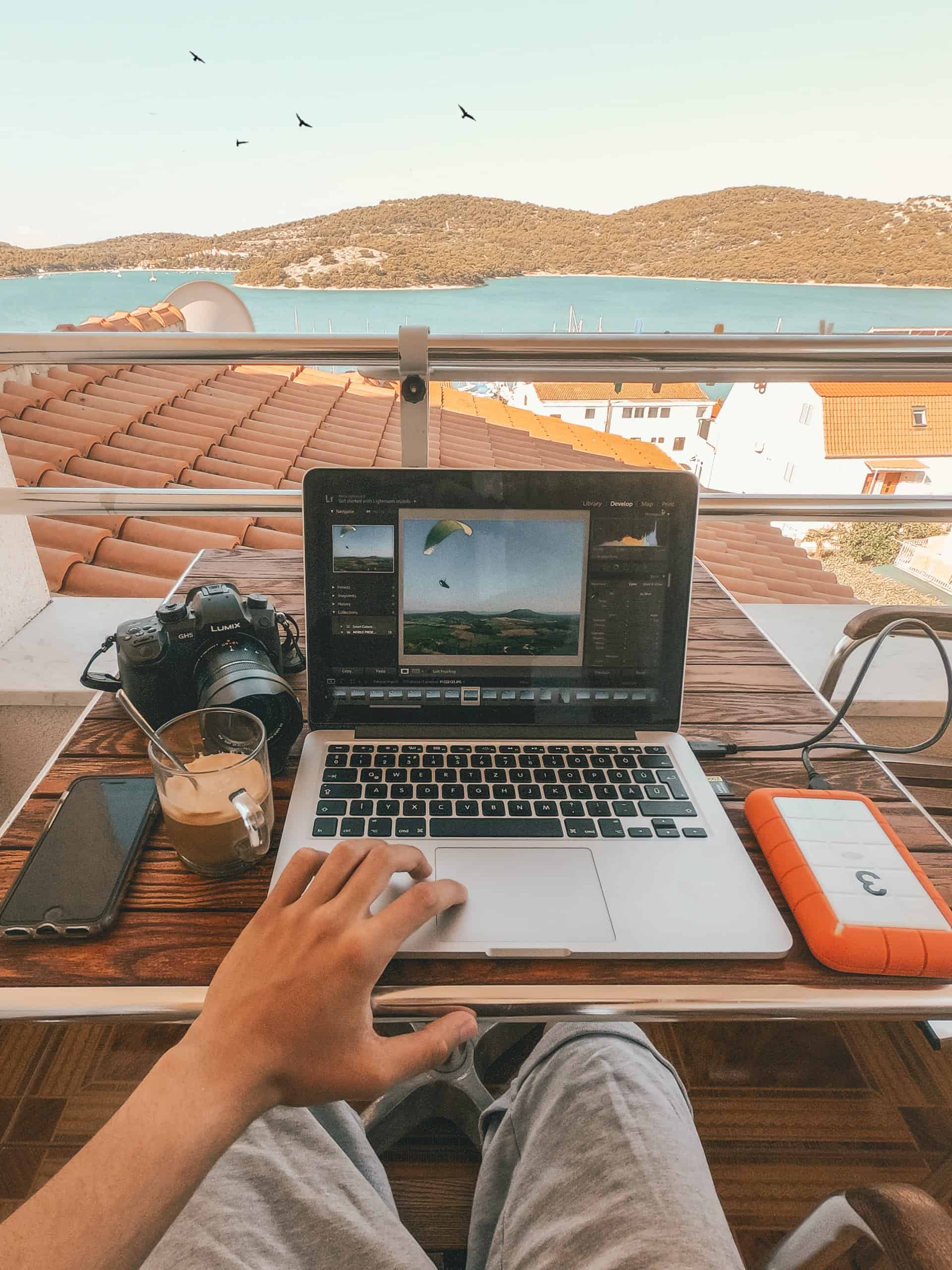 Remote work with a view in Tisno, Croatia (photo: Kornél Máhl)