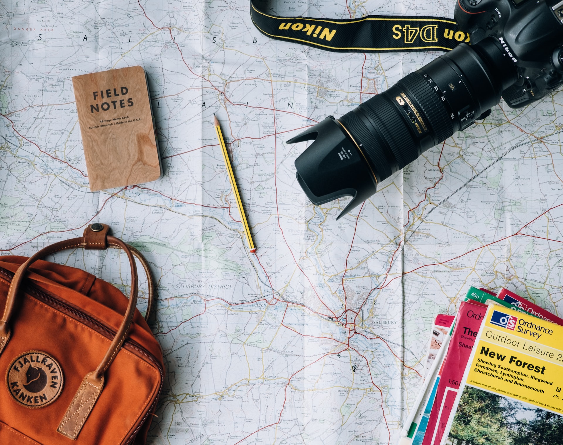 Travel maps and camera