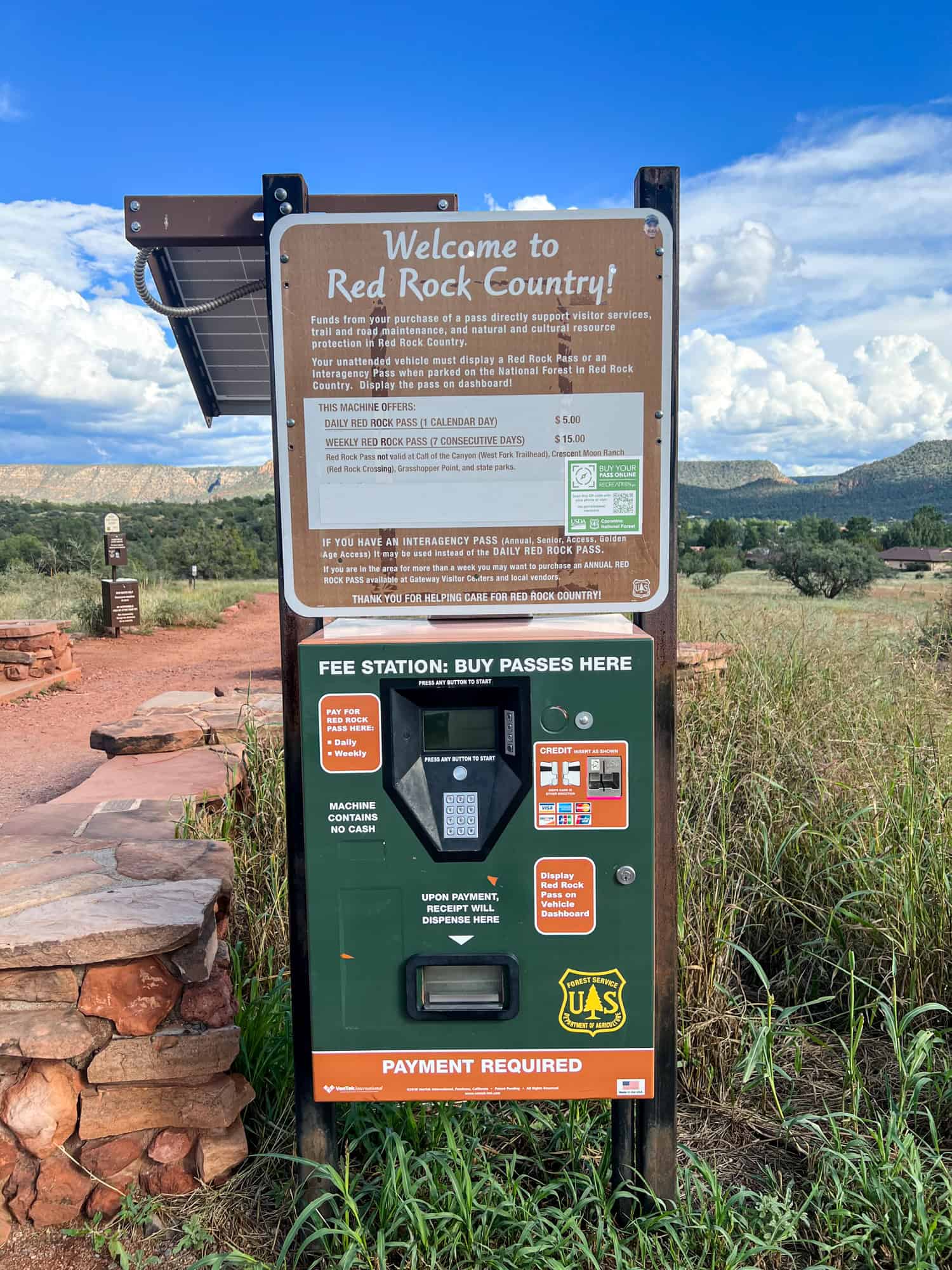 Red Rock Country visitor pass machine