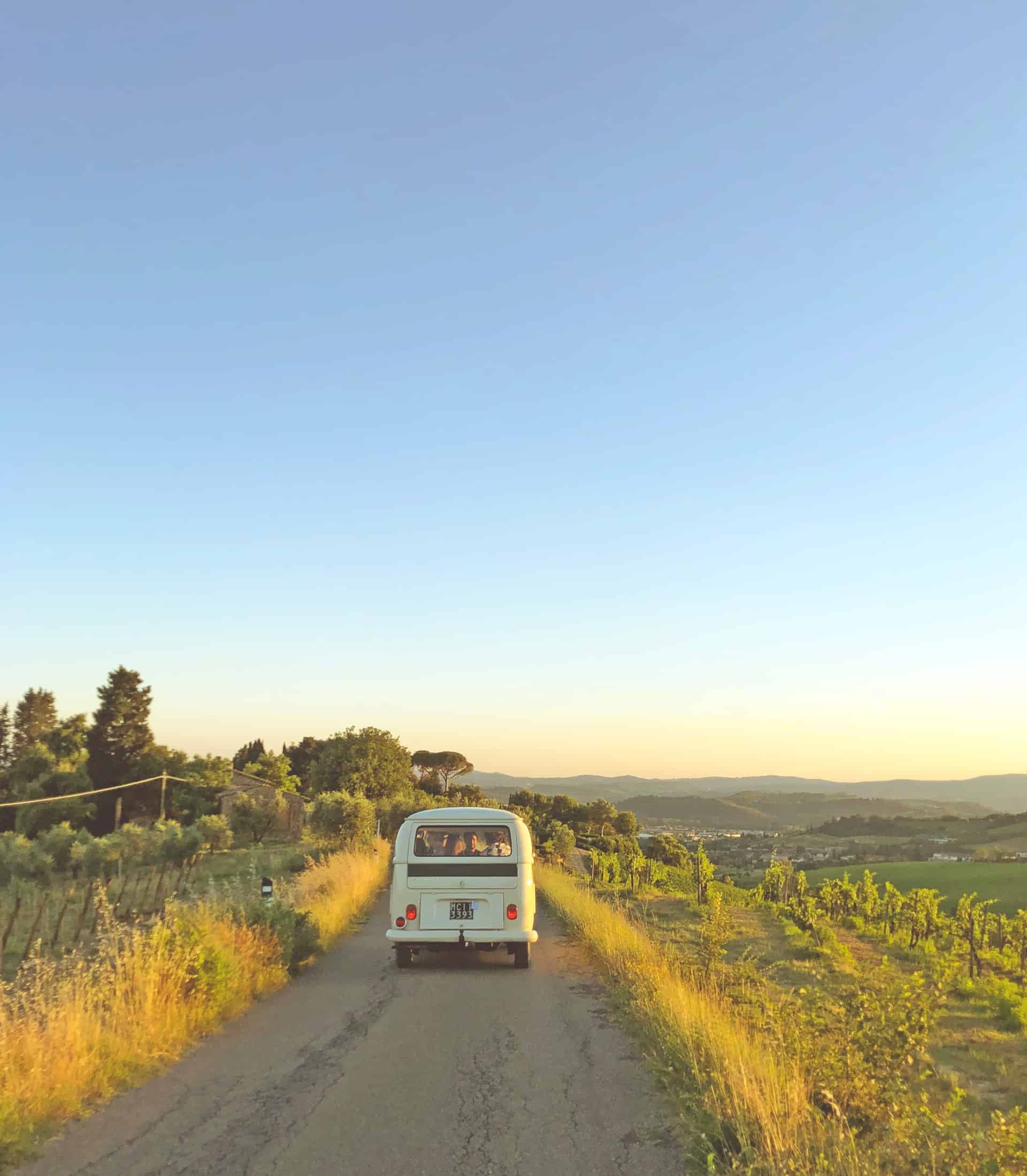 Van driving at sunset (photo: Martin Kallur)