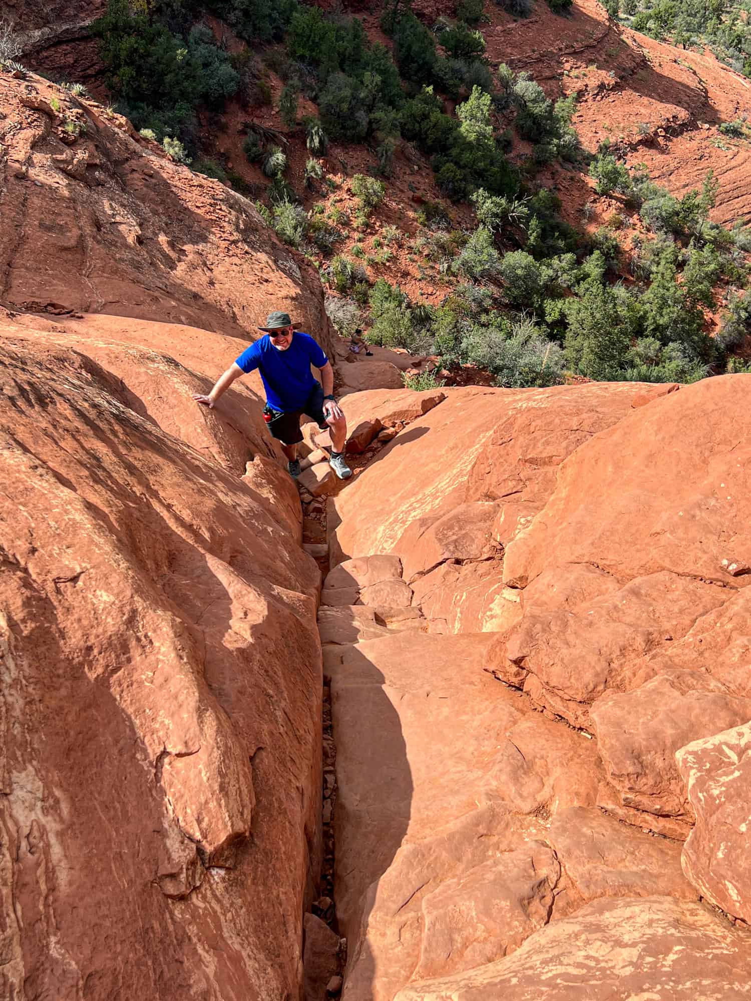 Dave smiles nervously while climbing  (photo by Kelly Lemons)