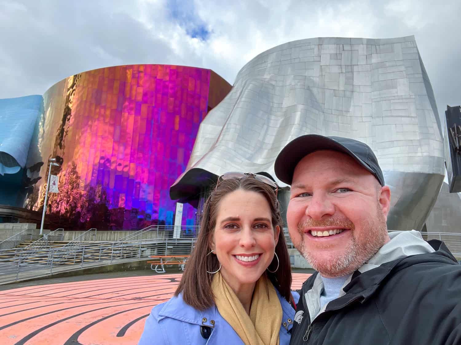 Kel and Dave at the Museum of Pop Culture in Seattle, WA, one of Dave's top travel experiences this year.