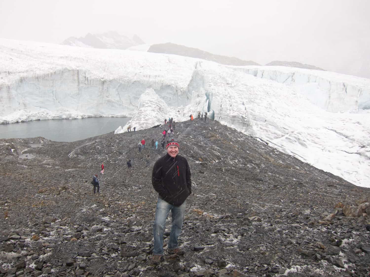 Dave in the snow at Peru's Pastoruri glacier, elevation 16,467 feet