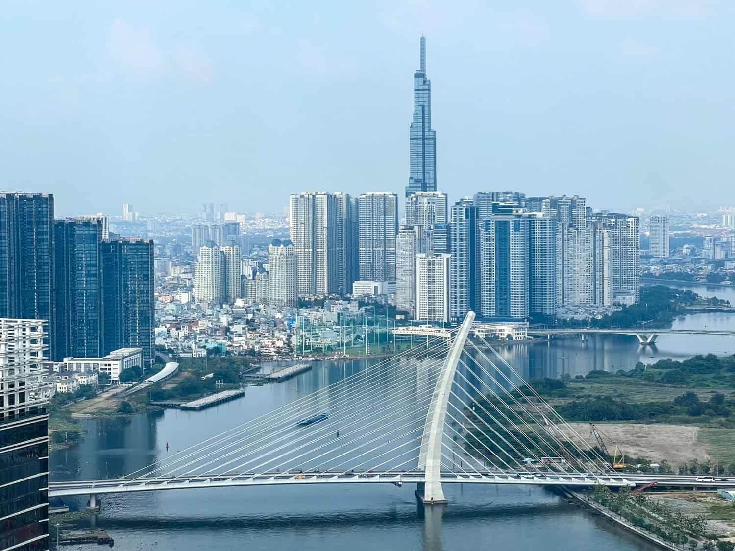 The Landmark 81 building as seen from Saigon Skydeck at Bitexco Financial Tower