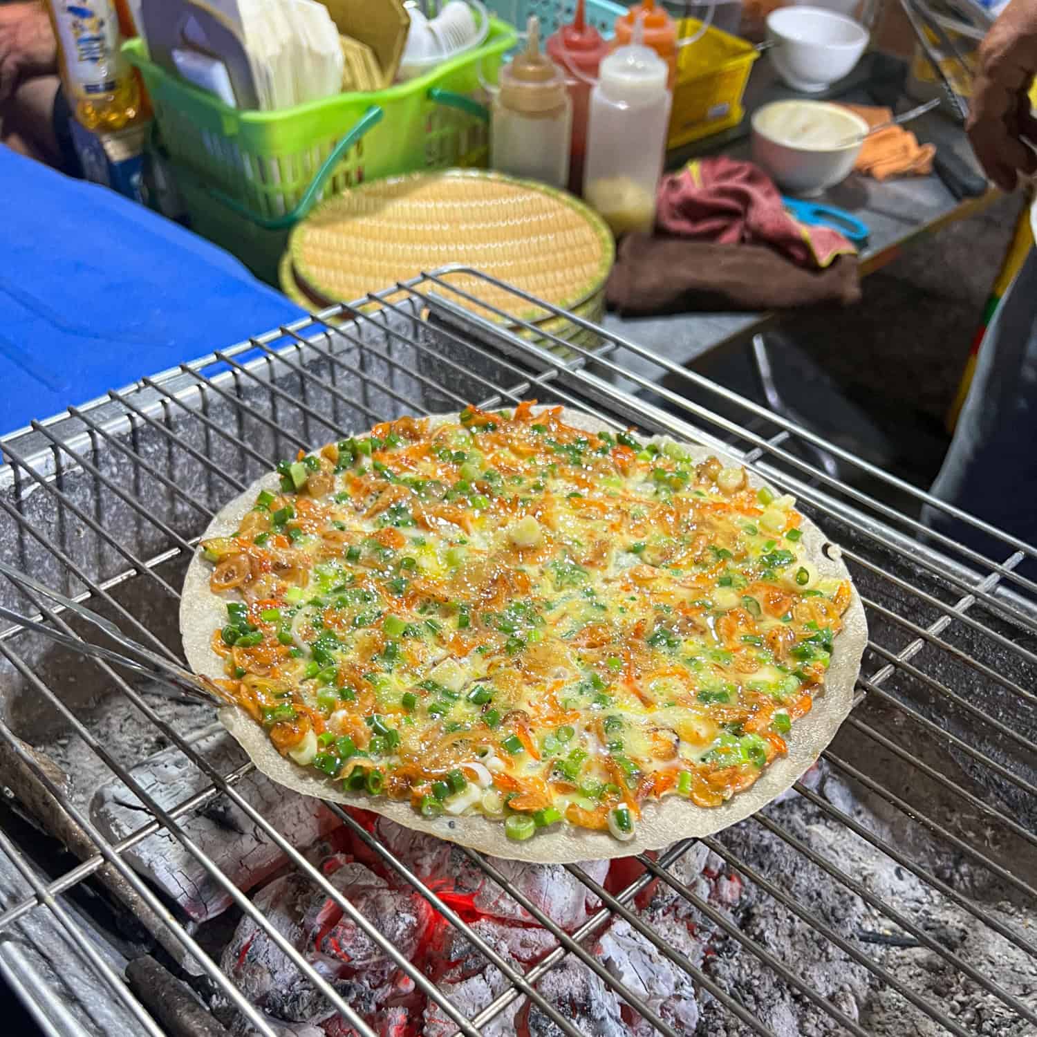 Vietnamese street food on the grill in Saigon