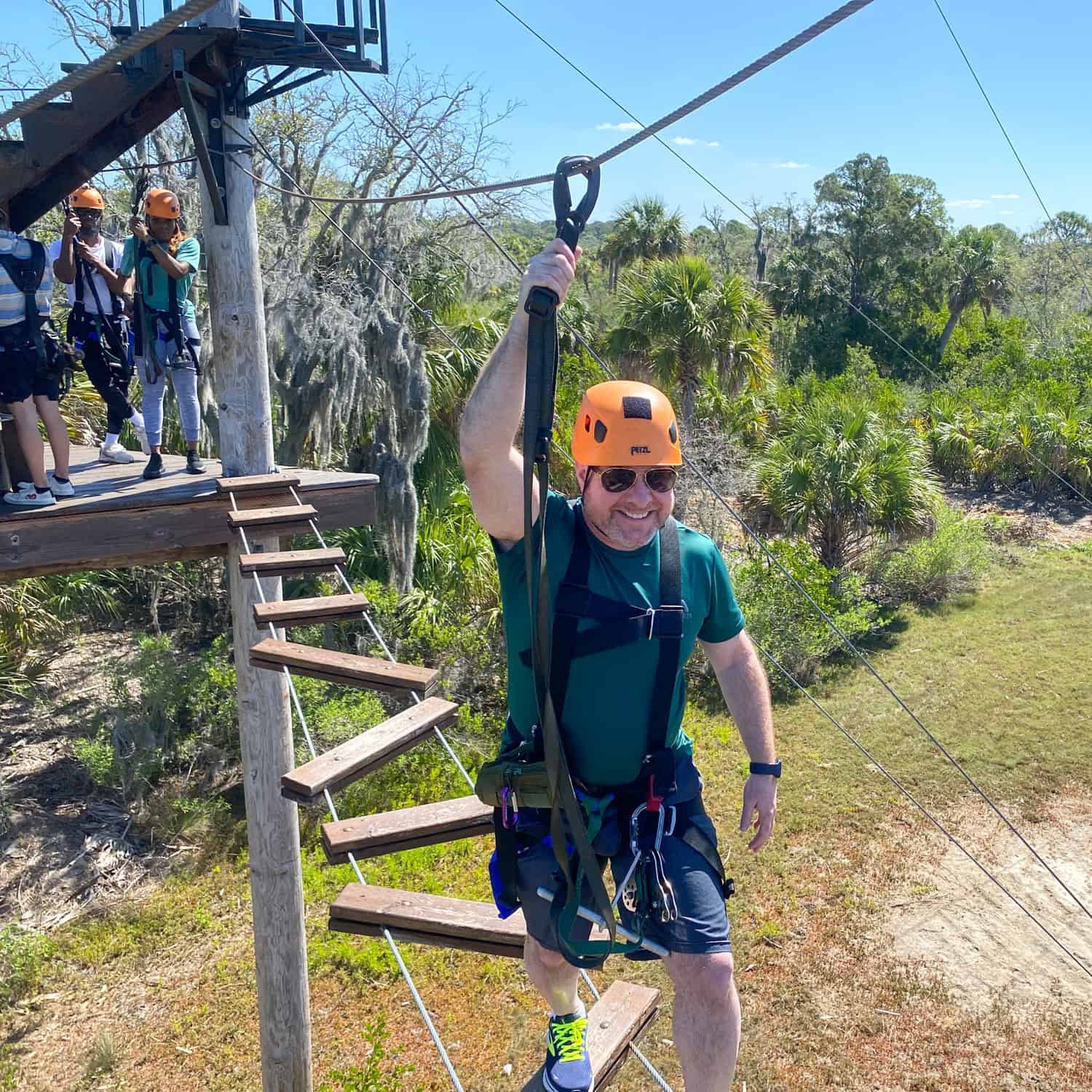 Dave crossing a rope bridge (photo by Empower Adventures Tampa Bay)